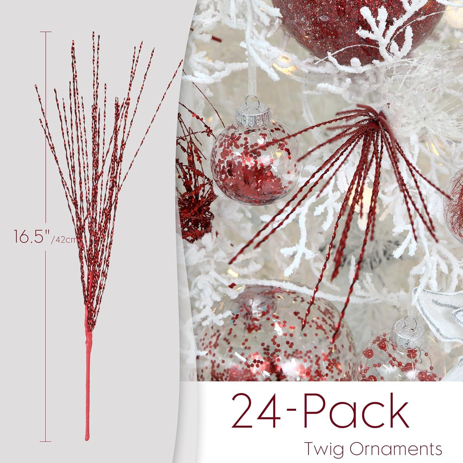 Ramas Decorativas Brillantes Sea Team 24 Piezas 42 cm Rojo