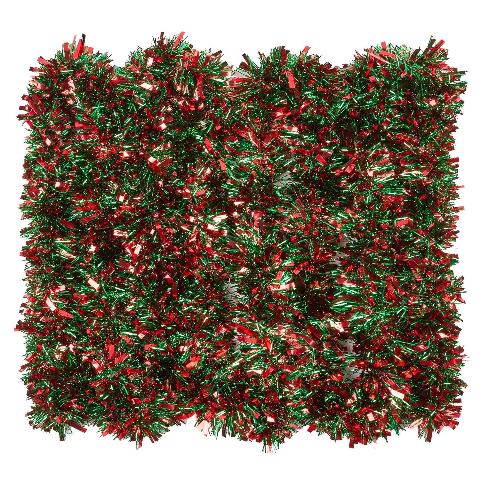 Guirnalda Espumosa Metalizada 9m Rojo y Verde Decoración Navidad