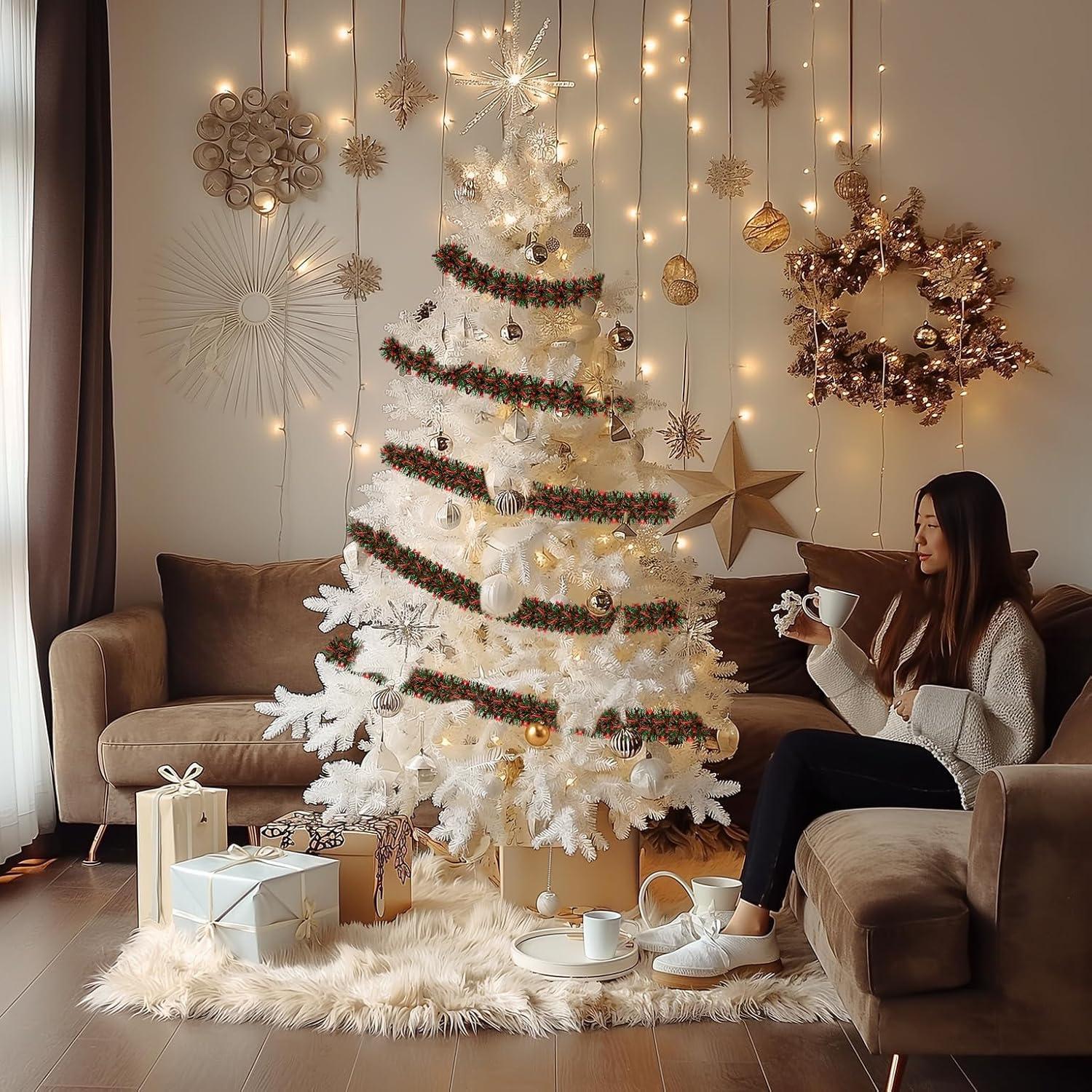 Guirnalda Espumosa Metalizada 9m Rojo y Verde Decoración Navidad