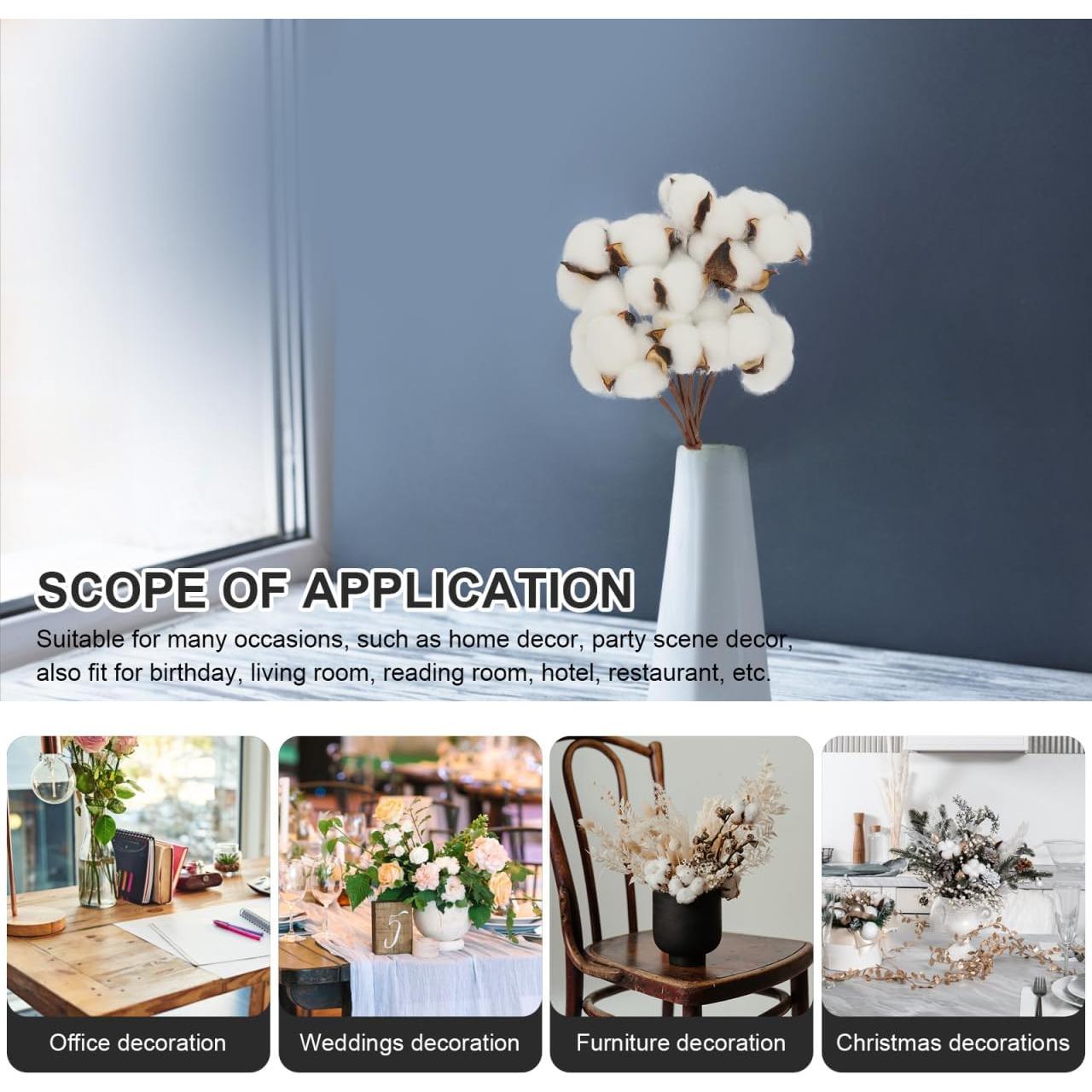 Ramo de Algodón Seco Artificial Abaodam - 10 Ramas 28x6cm