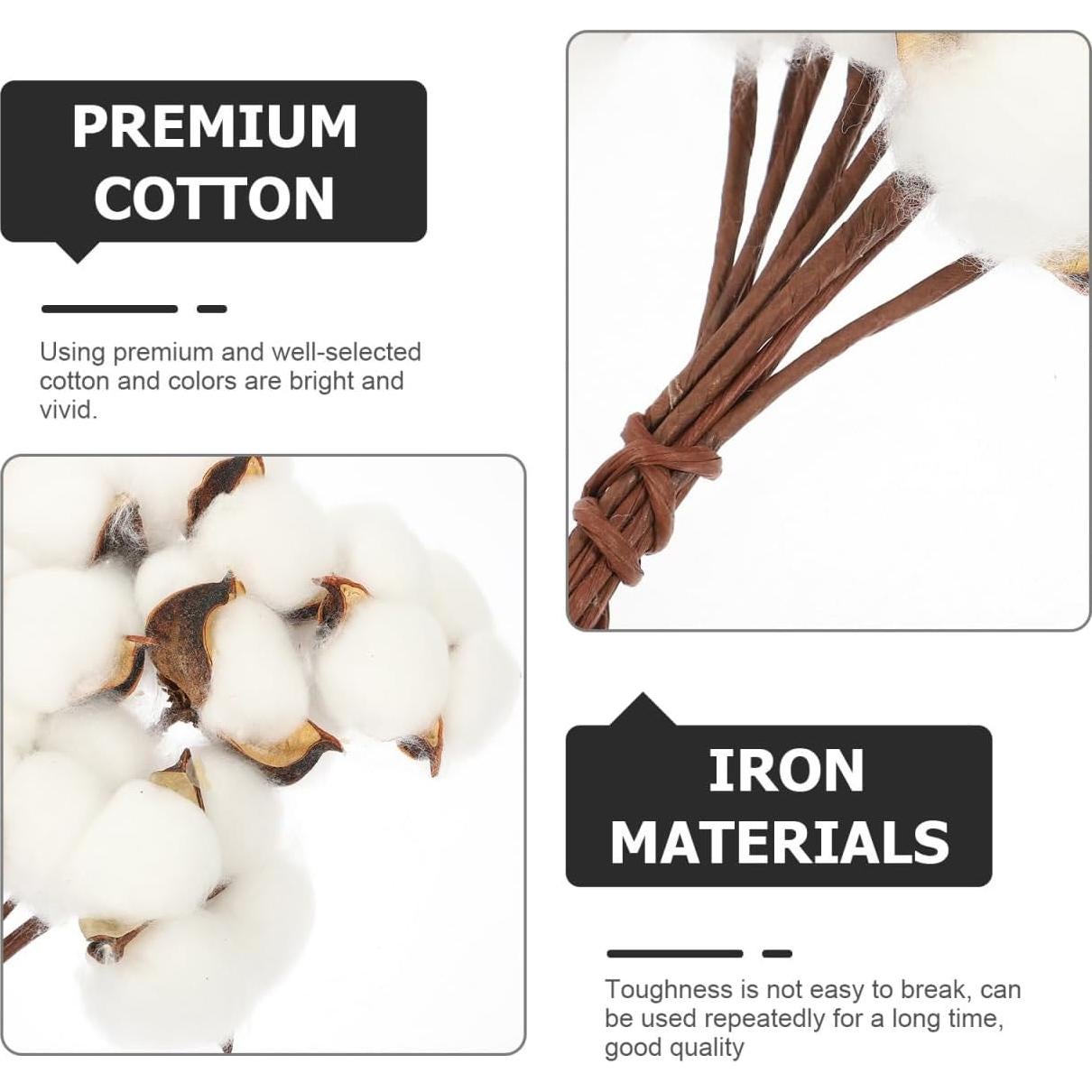 Ramo de Algodón Seco Artificial Abaodam - 10 Ramas 28x6cm