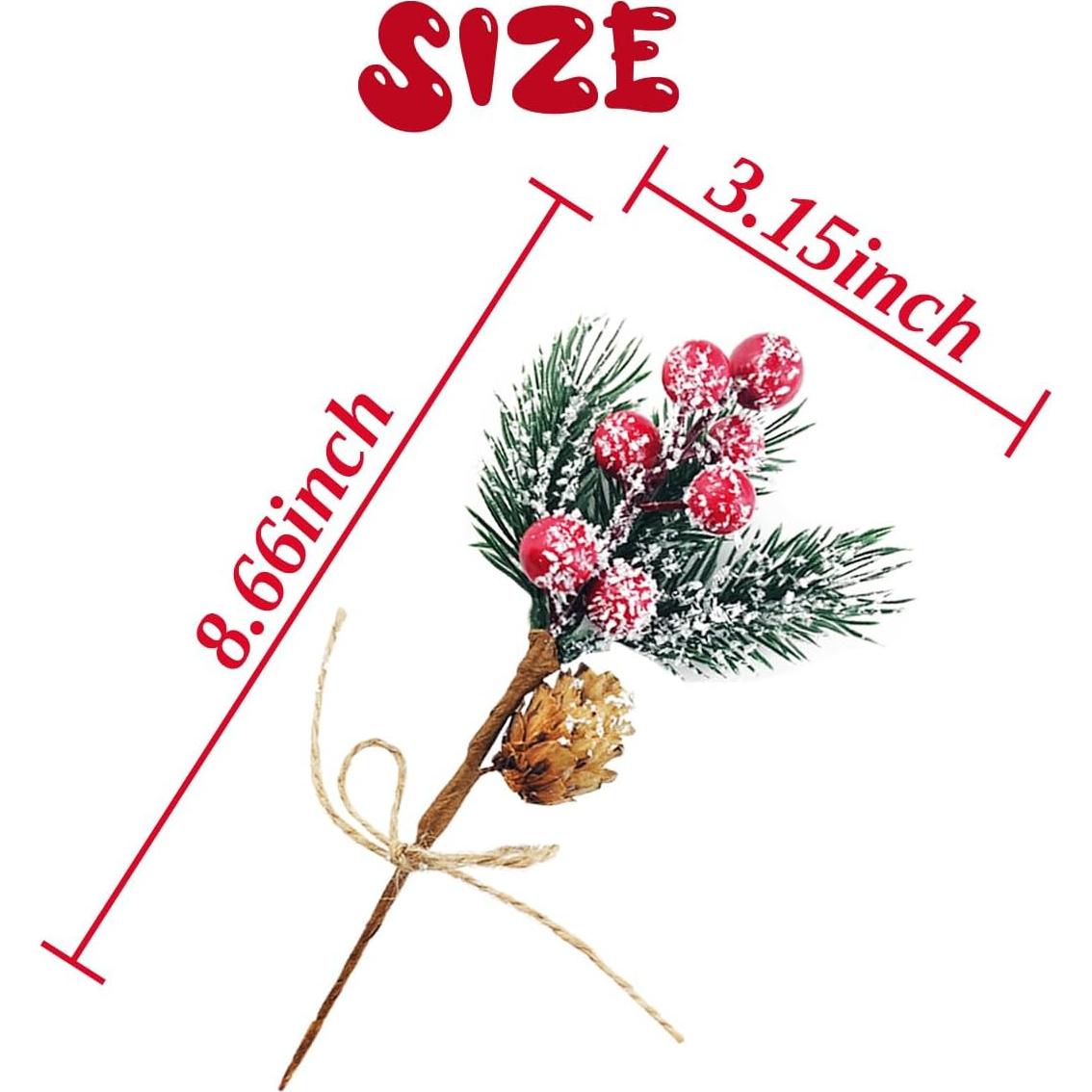 20 Piezas Ramas Artificiales de Bayas Rojas TIHOOD 22cm