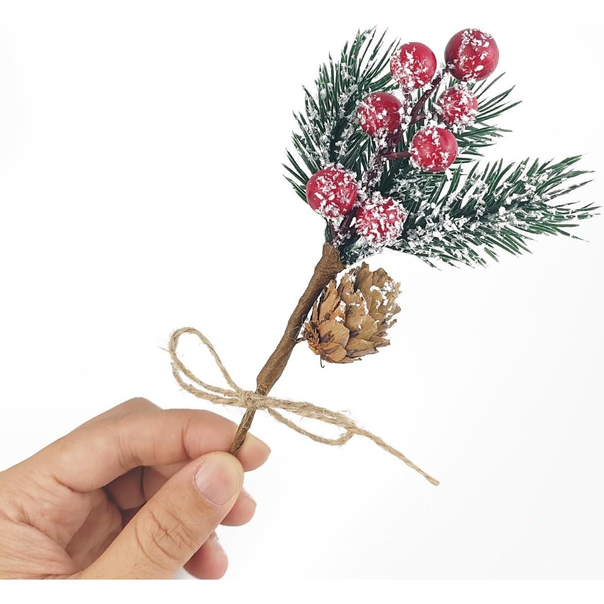 20 Piezas Ramas Artificiales de Bayas Rojas TIHOOD 22cm