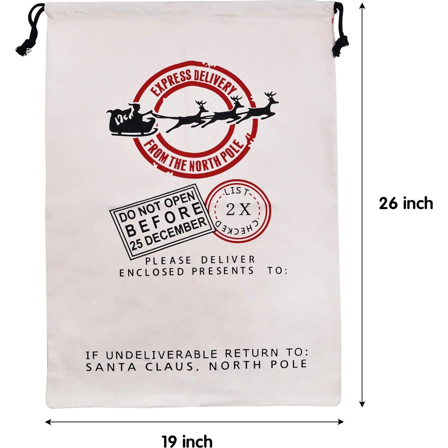JOYIN 3 Bolsas de Regalo de Lona Navidad 66x48cm Reutilizables
