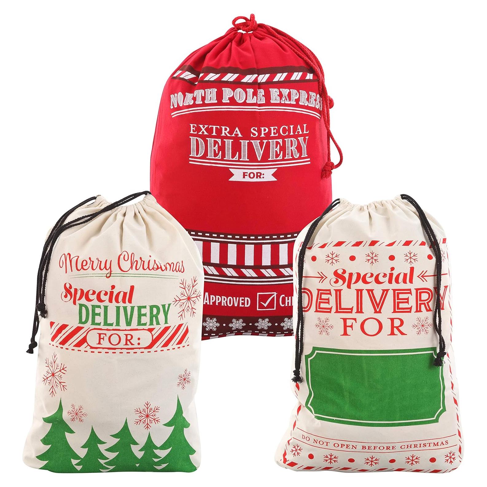 Bolsa de Yute de Santa Joyin 3 Pcs 66x48 cm Reutilizable