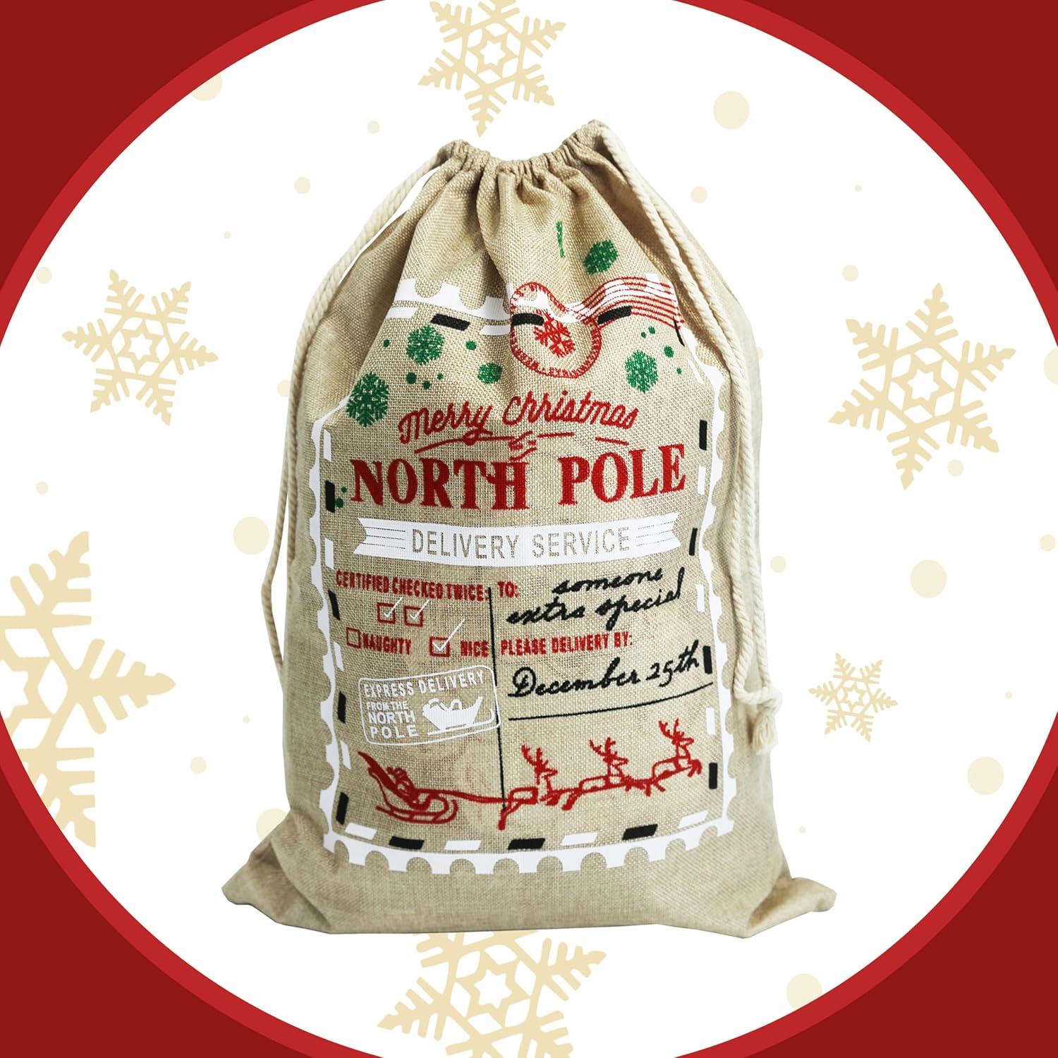 Sacos de Yute Navideños Hooin - Paquete de 3 - 40x56cm