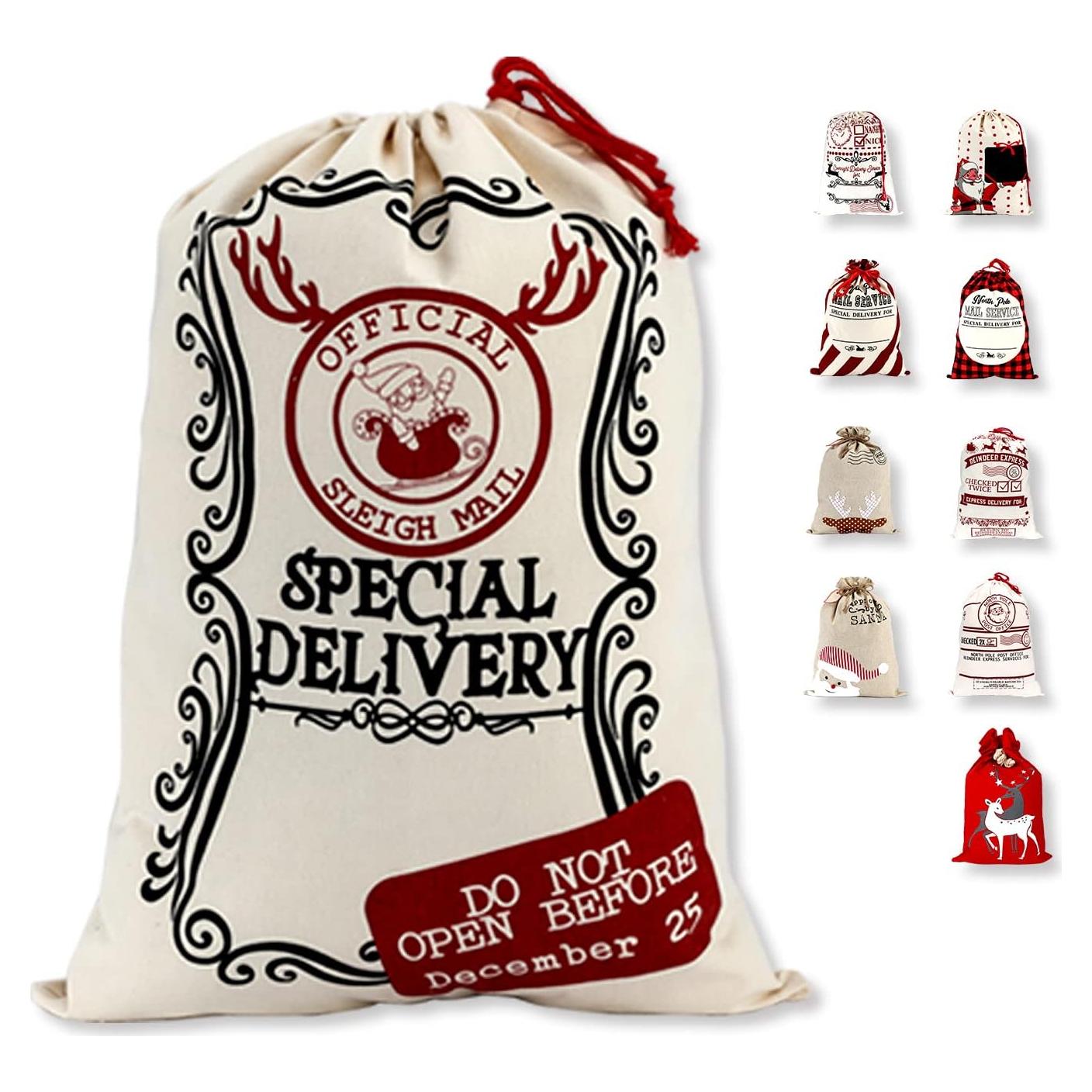 Saco de Navidad Santa LessMo Grande Reutilizable 69.85x50.04cm