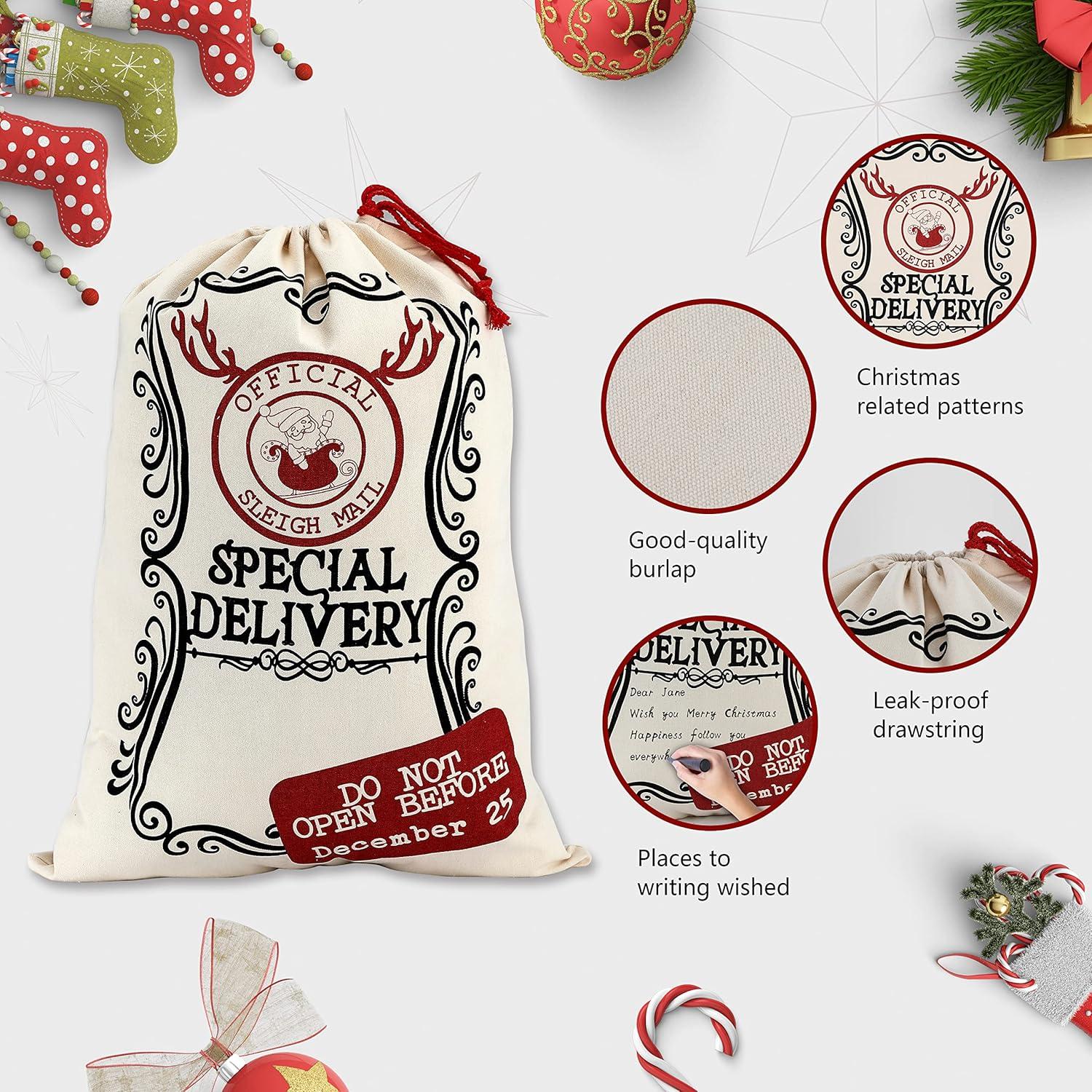 Saco de Navidad Santa LessMo Grande Reutilizable 69.85x50.04cm