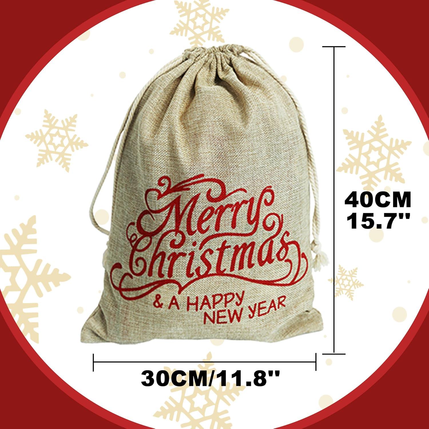 Sacos de Navidad Hooin 30x40cm - Paquete de 4 Yute Reutilizables