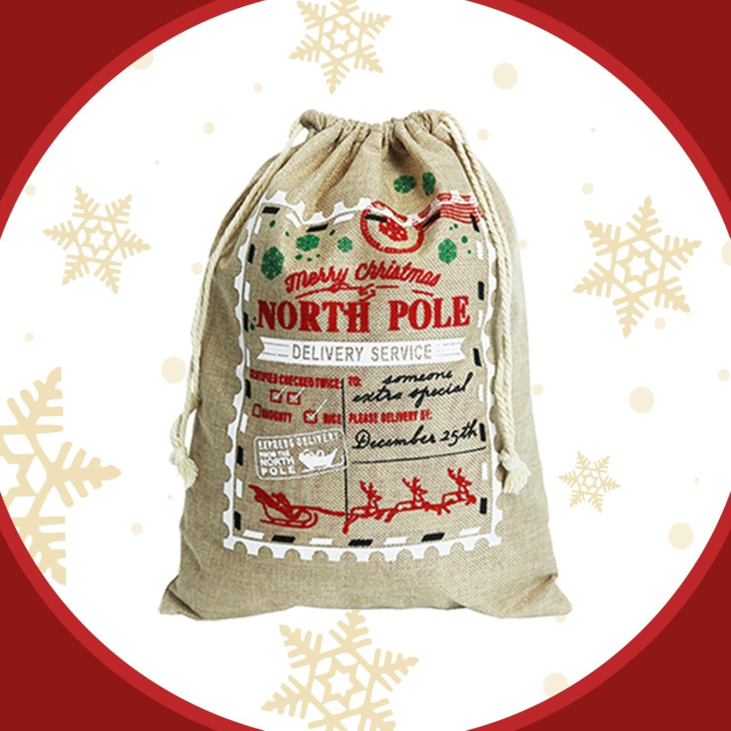 Sacos de Navidad Hooin 30x40cm - Paquete de 4 Yute Reutilizables