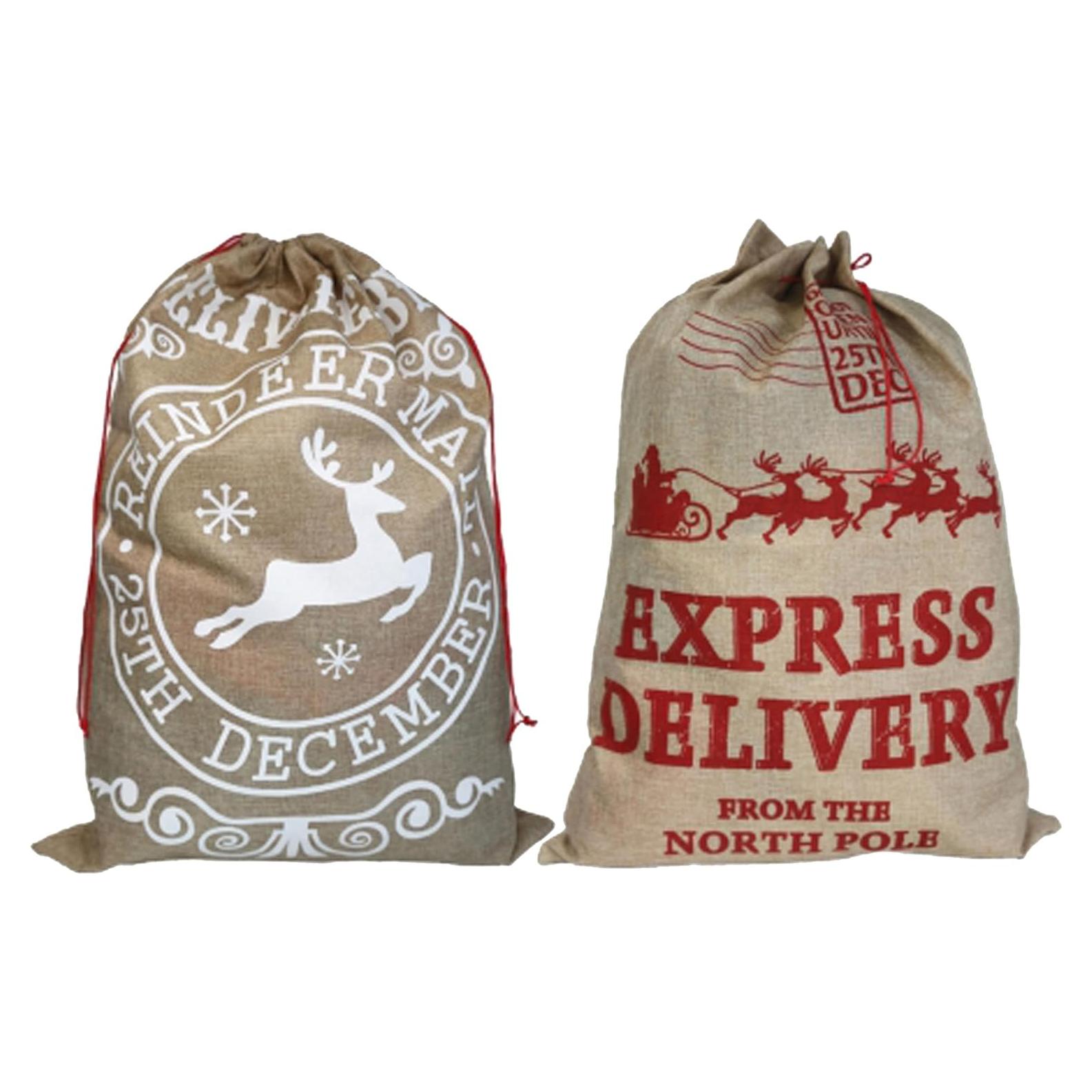 Sacos de Navidad Hooin 50x70cm Yute Reutilizables Paquete de 2