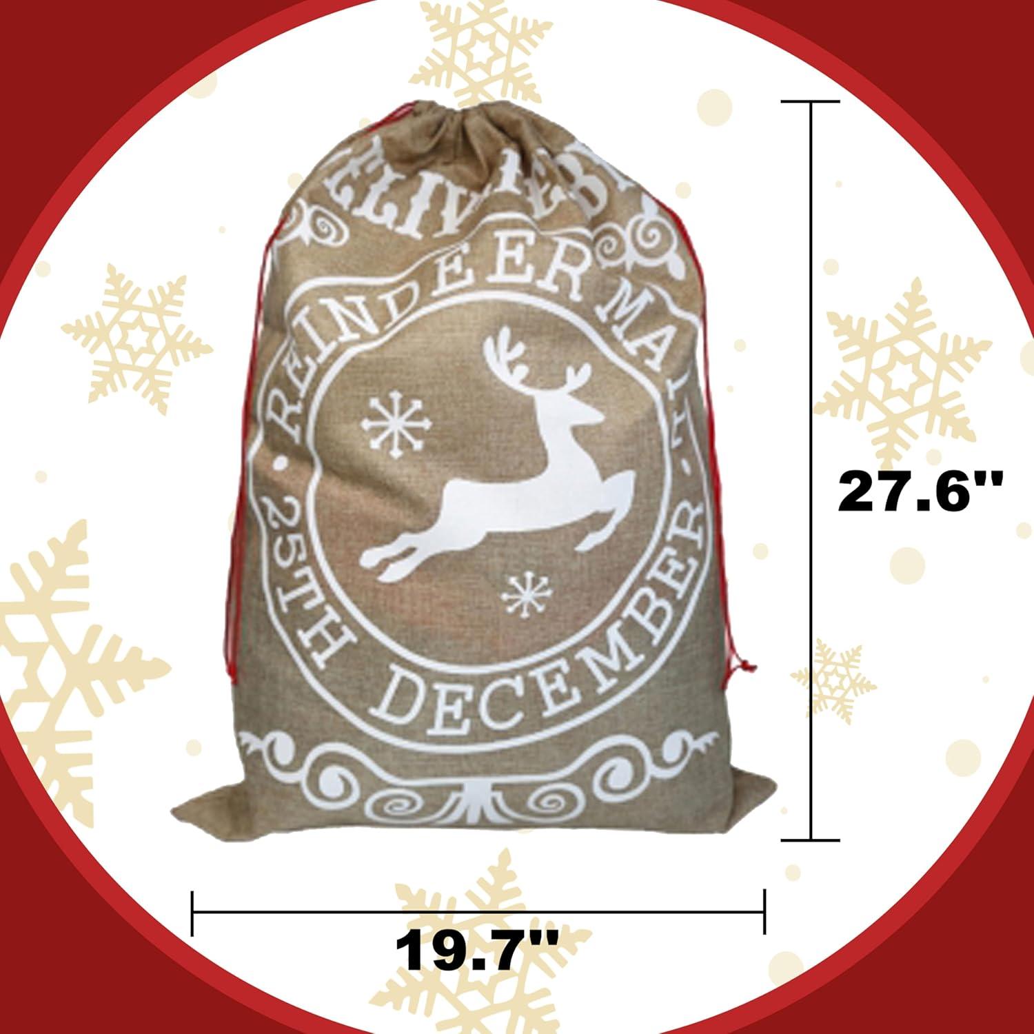 Sacos de Navidad Hooin 50x70cm Yute Reutilizables Paquete de 2