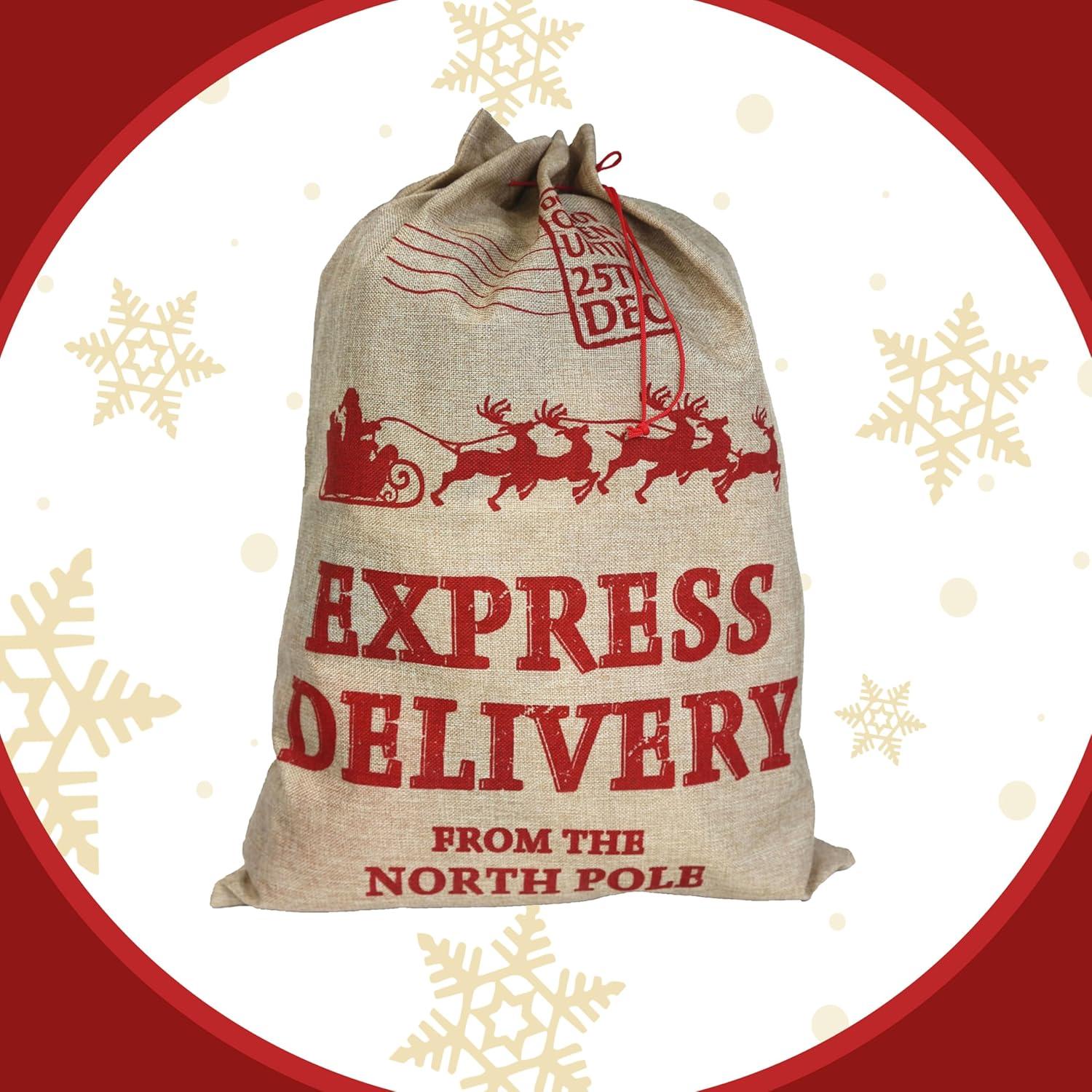 Sacos de Navidad Hooin 50x70cm Yute Reutilizables Paquete de 2