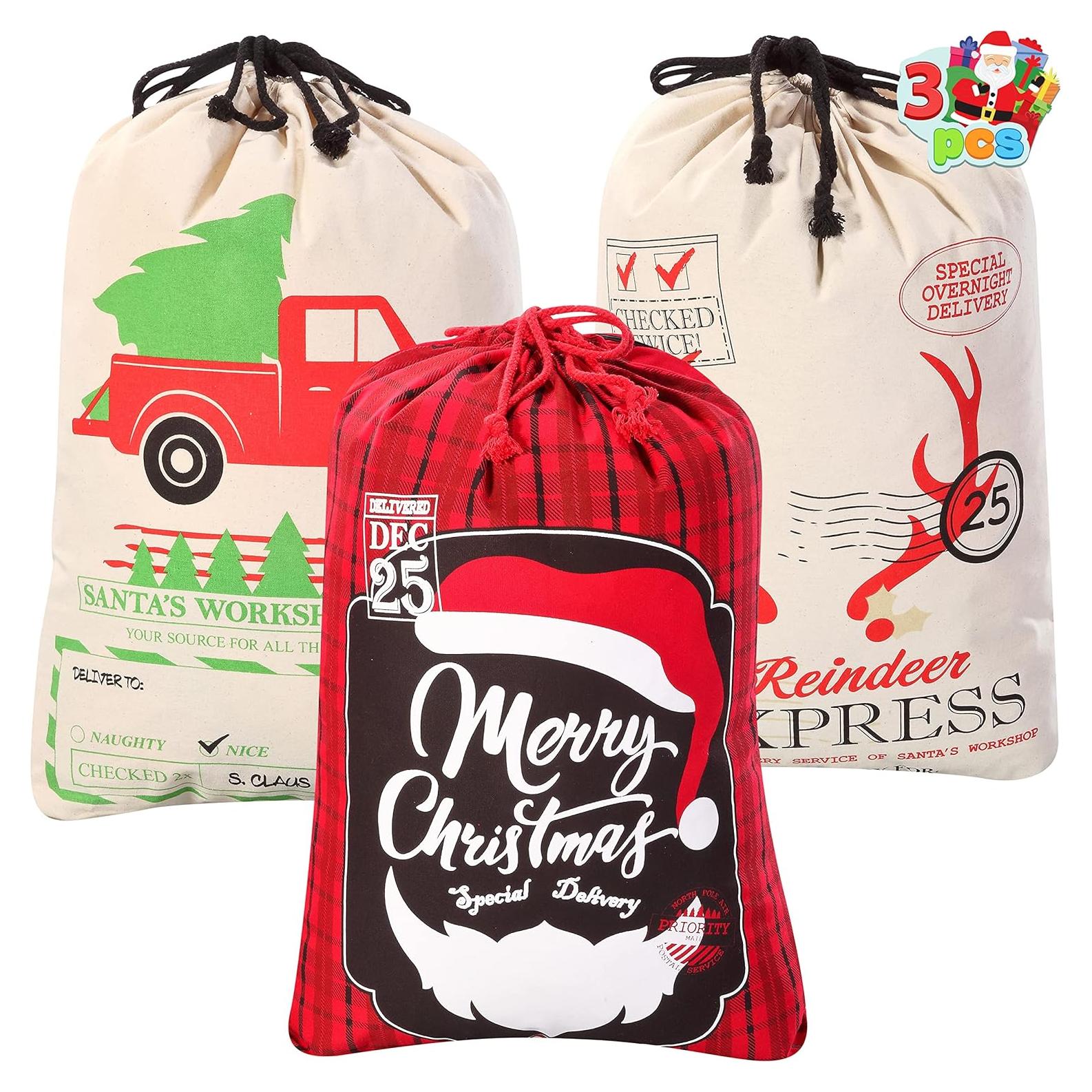 Bolsa de Yute Grande JOYIN Navidad 66x48 cm 3 Pcs