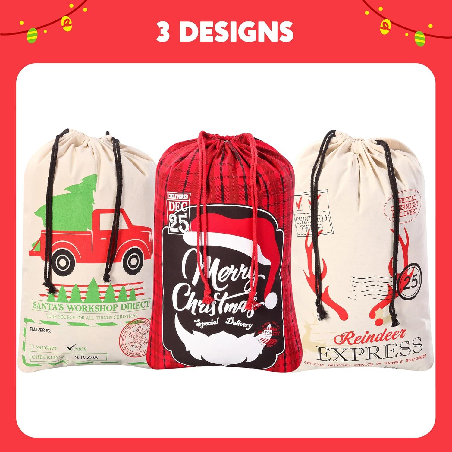 Bolsa de Yute Grande JOYIN Navidad 66x48 cm 3 Pcs