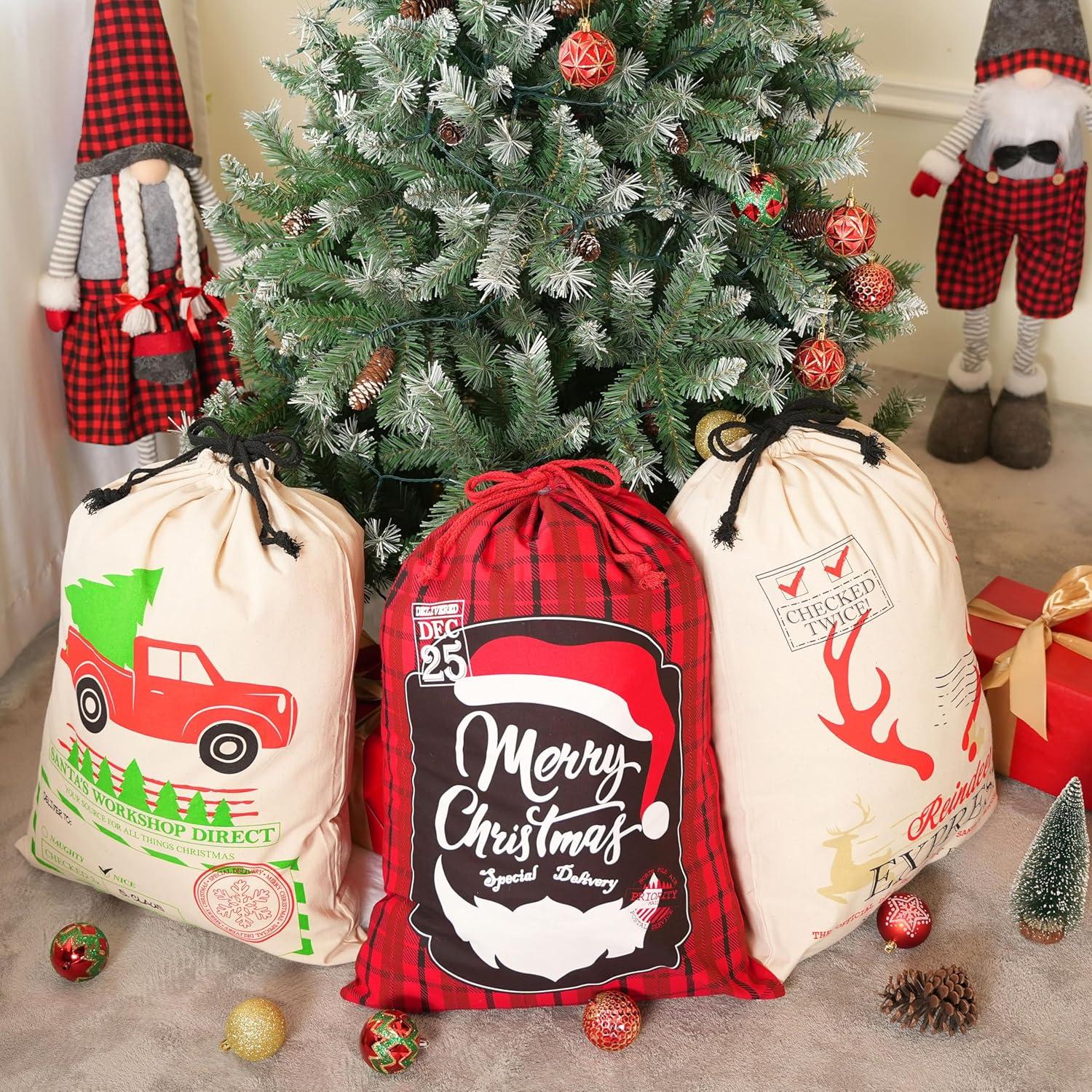 Bolsa de Yute Grande JOYIN Navidad 66x48 cm 3 Pcs