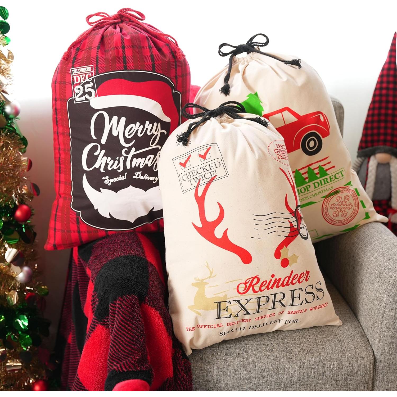 Bolsa de Yute Grande JOYIN Navidad 66x48 cm 3 Pcs