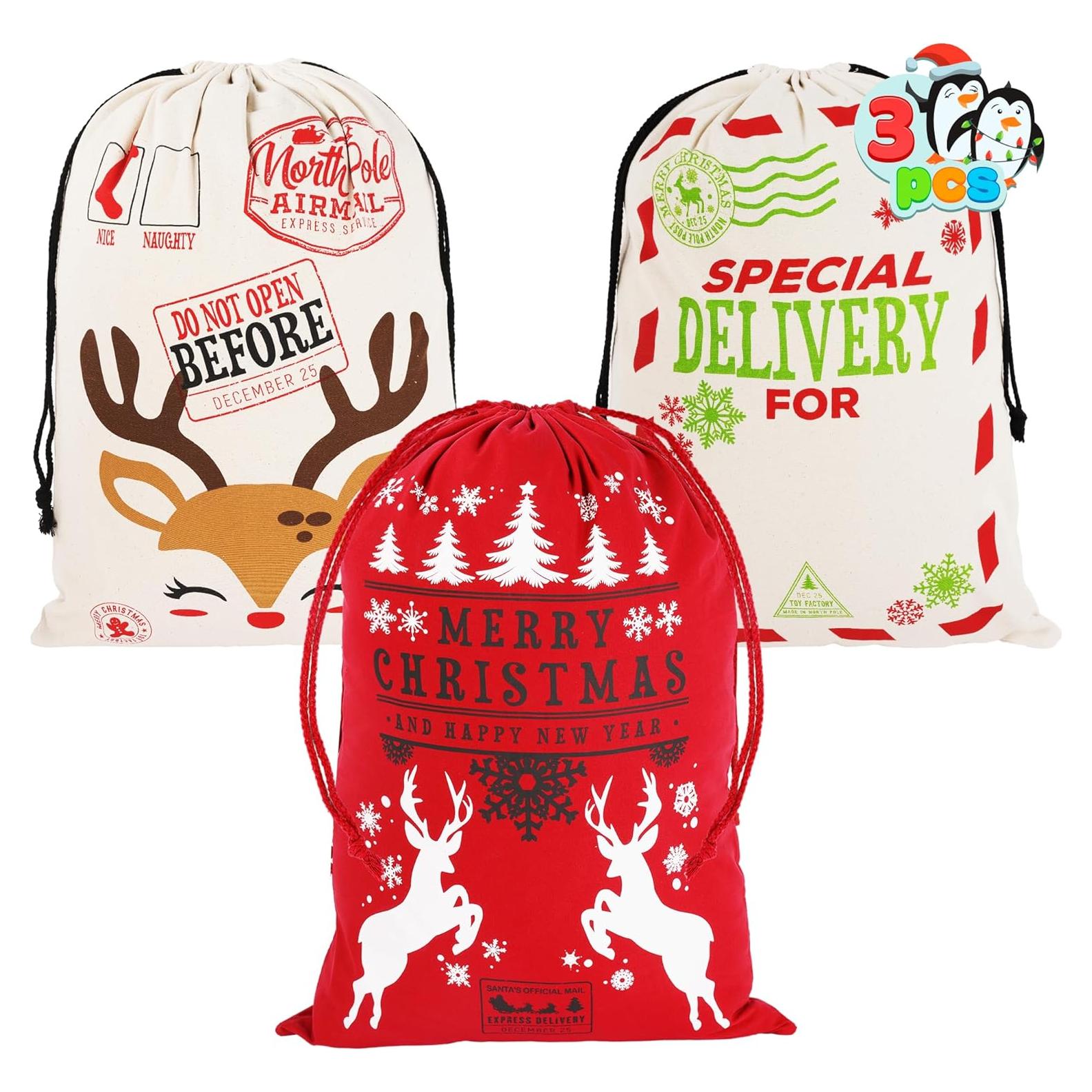 Bolsa de Regalo de Lona Grande JOYIN 66x48 cm Navidad