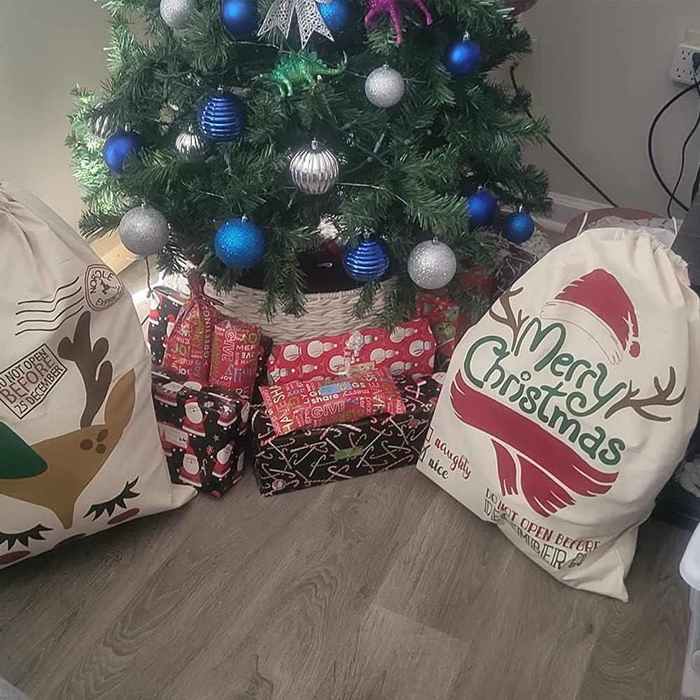 4 Bolsas de Regalo de Navidad MTGHYARE 46x68cm Lona Reutilizables