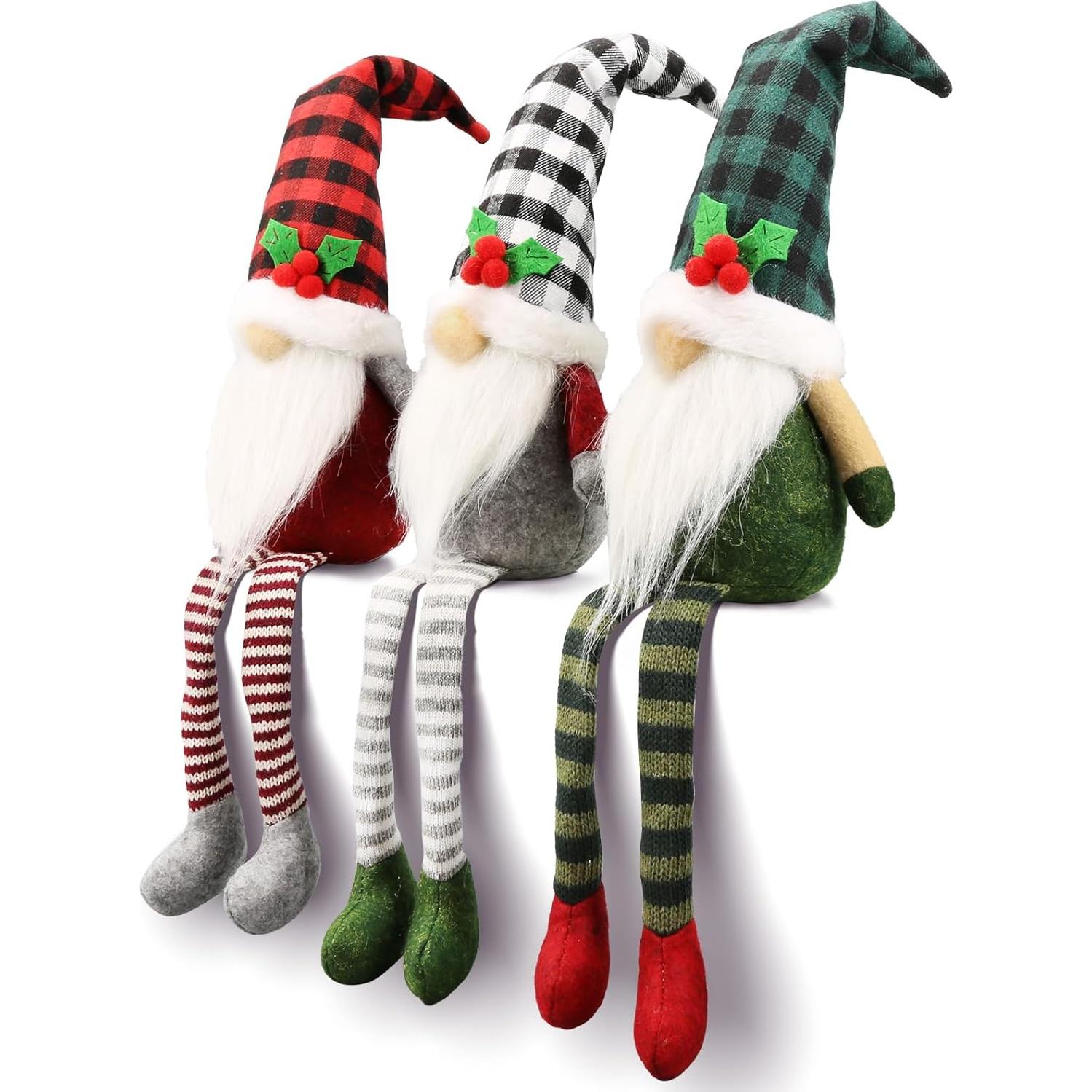 3 Gnomos de Navidad de Peluche Teeker - Decoración Festiva