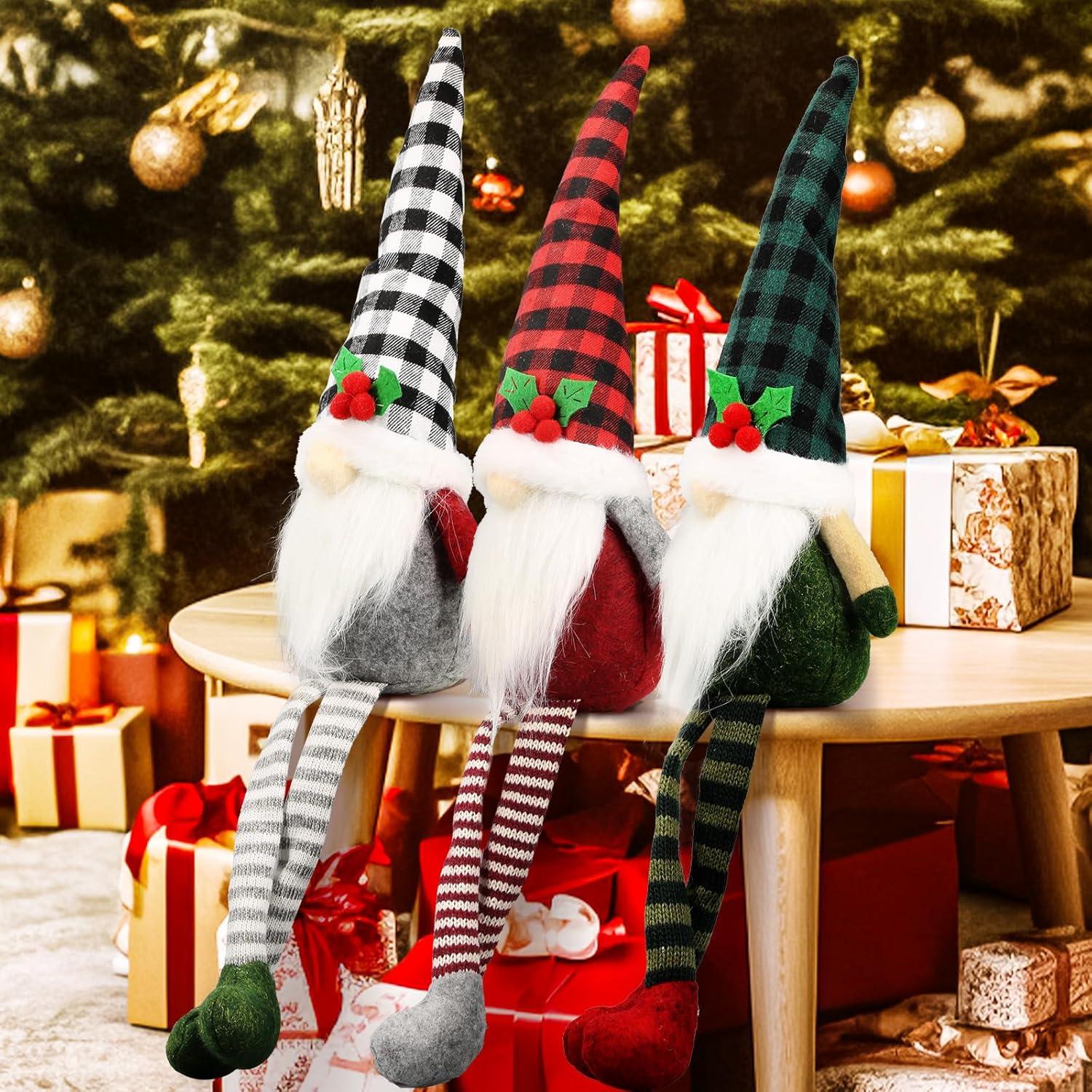 3 Gnomos de Navidad de Peluche Teeker - Decoración Festiva