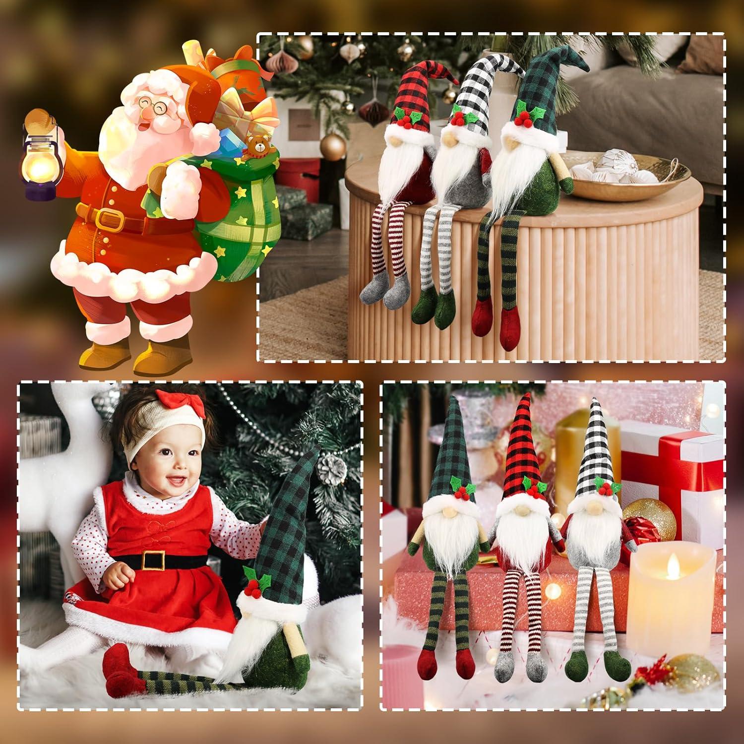 3 Gnomos de Navidad de Peluche Teeker - Decoración Festiva