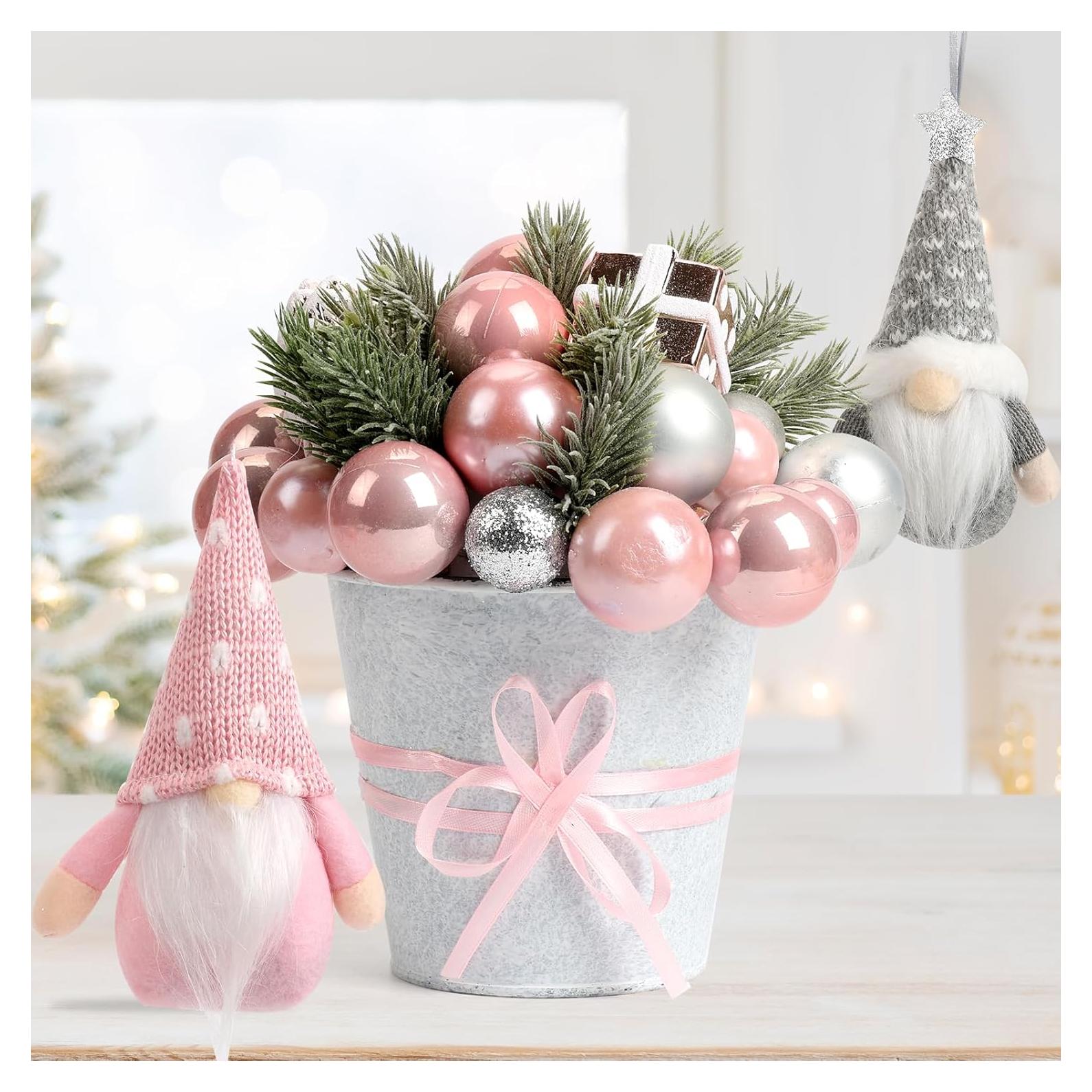 Conjunto de Decoración Navideña Rosa con Gnomos Escandinavos