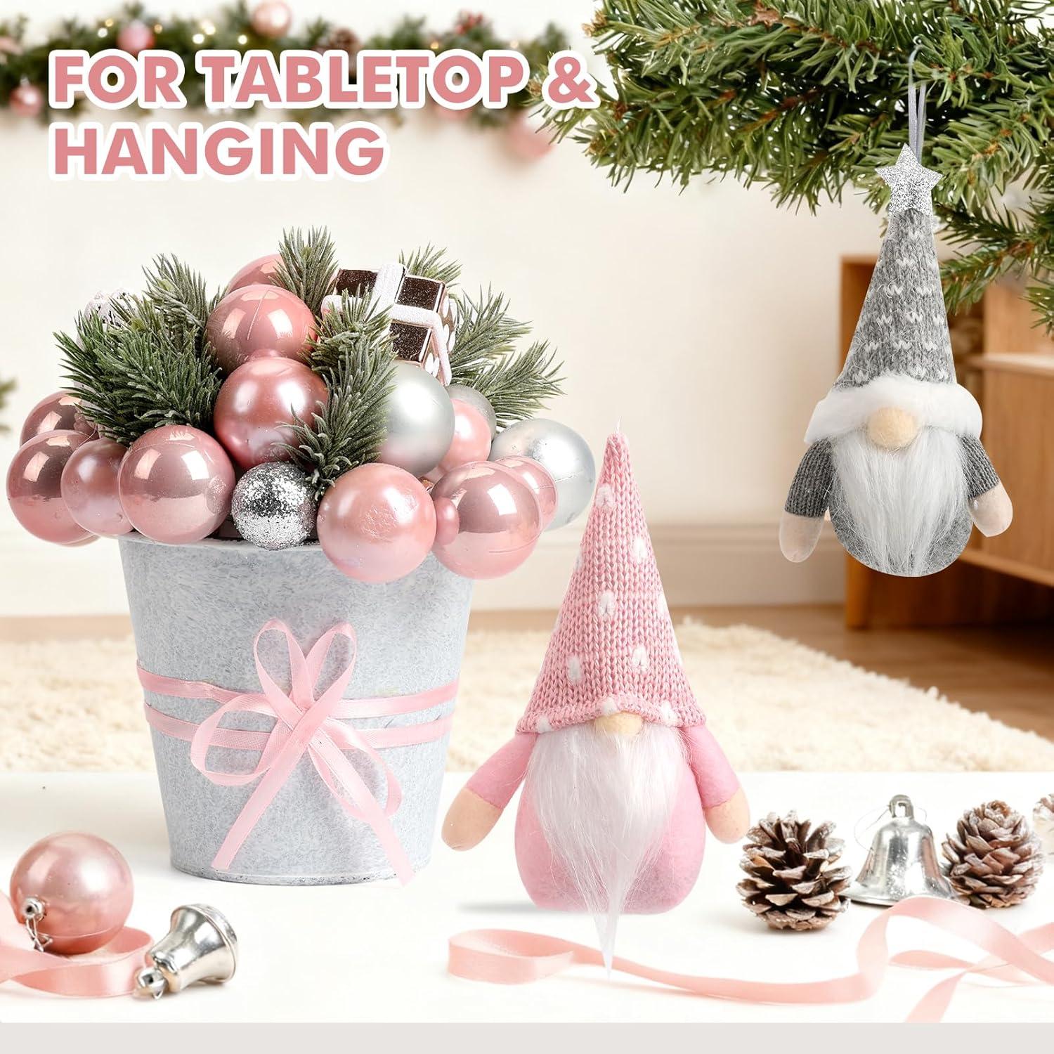 Conjunto de Decoración Navideña Rosa con Gnomos Escandinavos