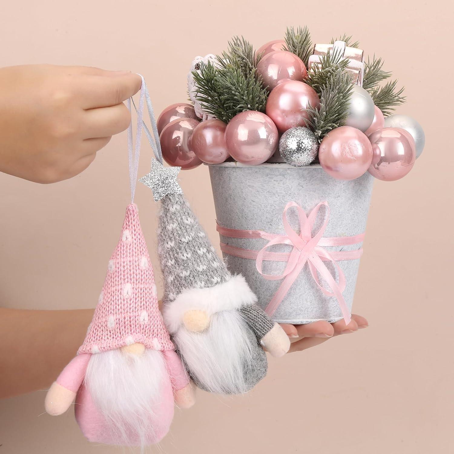 Conjunto de Decoración Navideña Rosa con Gnomos Escandinavos