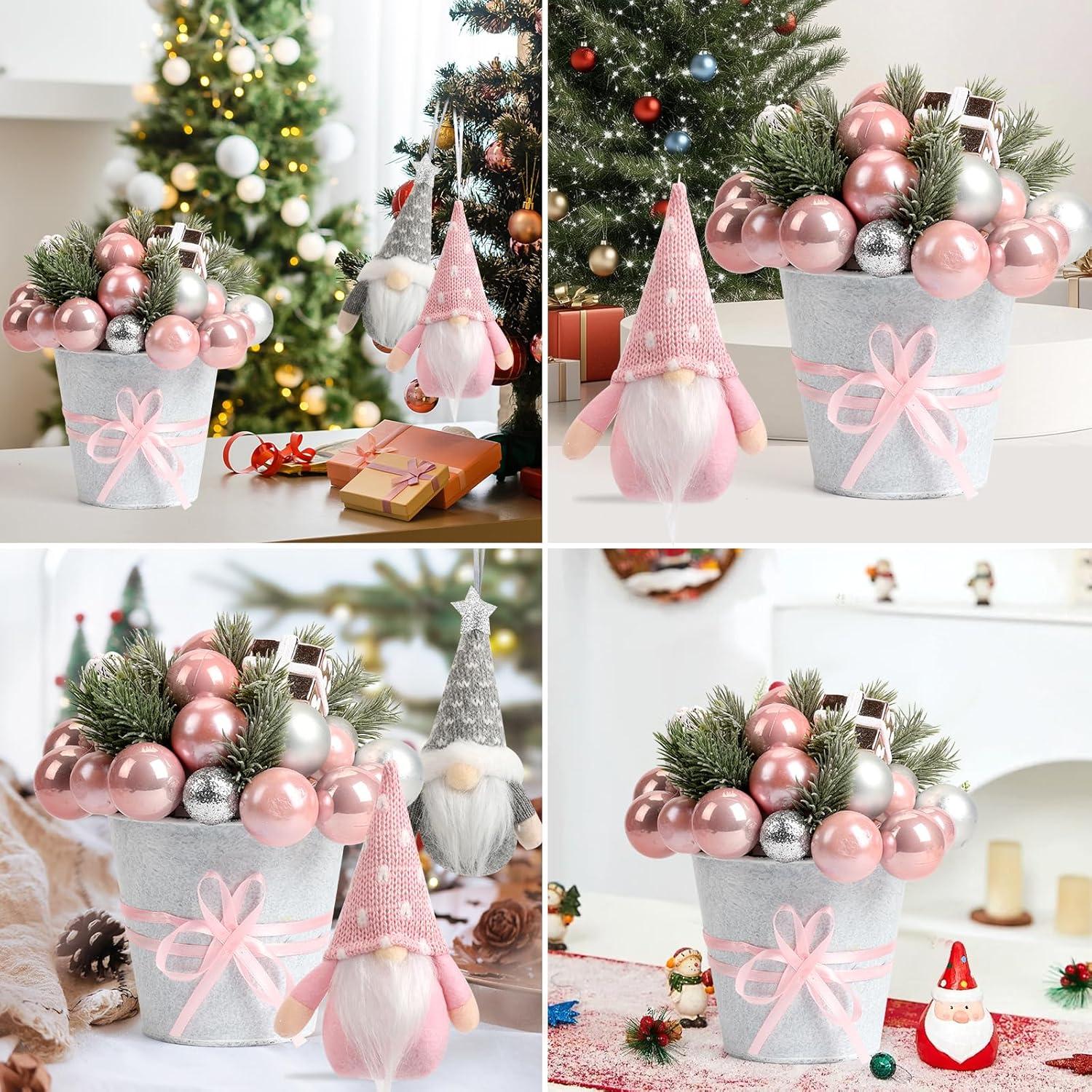 Conjunto de Decoración Navideña Rosa con Gnomos Escandinavos