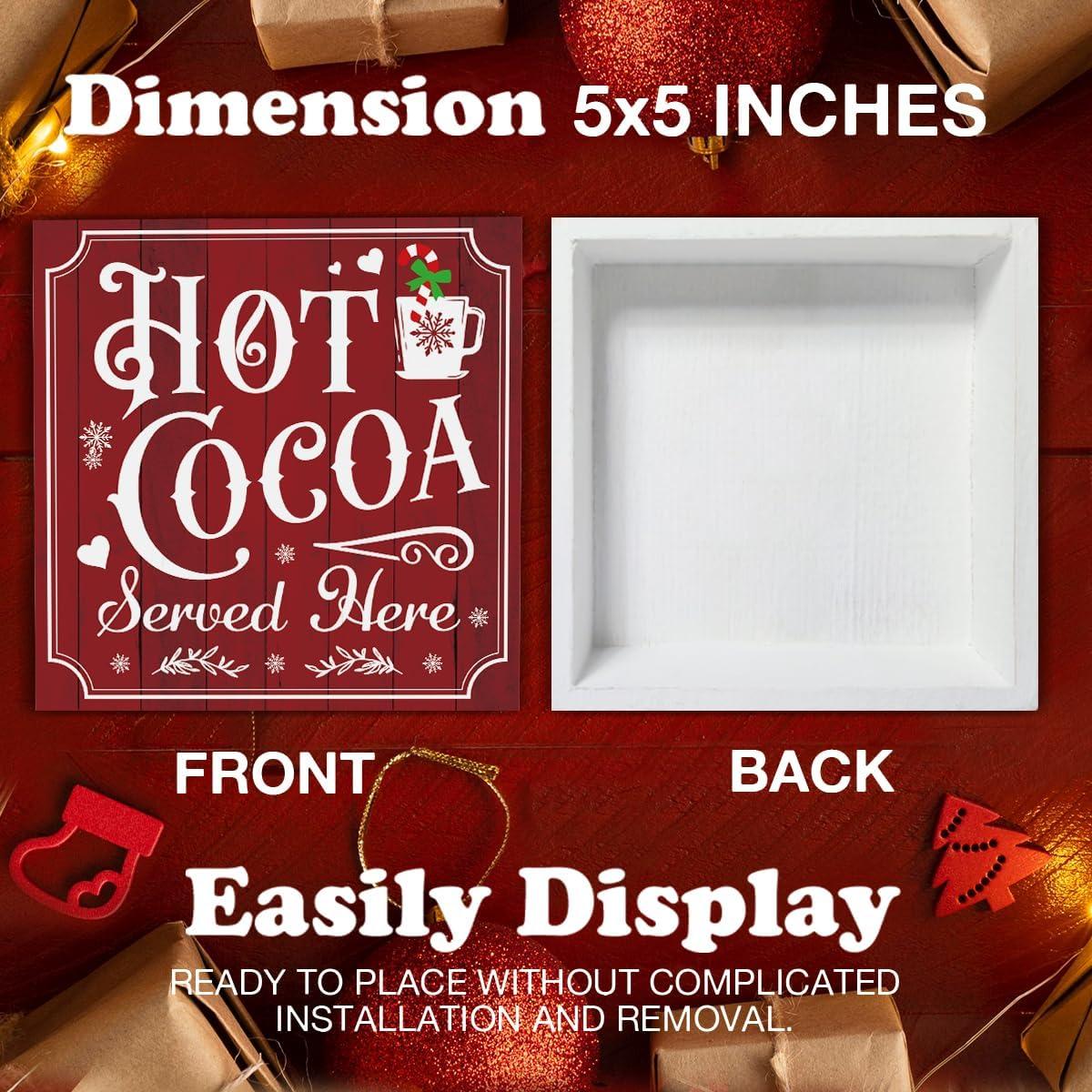Cartel de Madera Vintage Navidad YXSEZ 12.7x12.7cm Chocolate Caliente