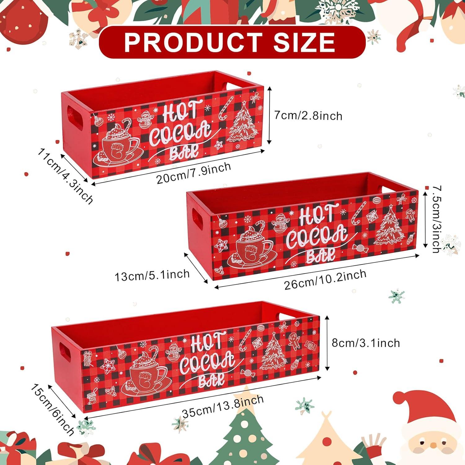 Dlerom 3 Cajas de Almacenamiento de Madera Rústicas para Navidad