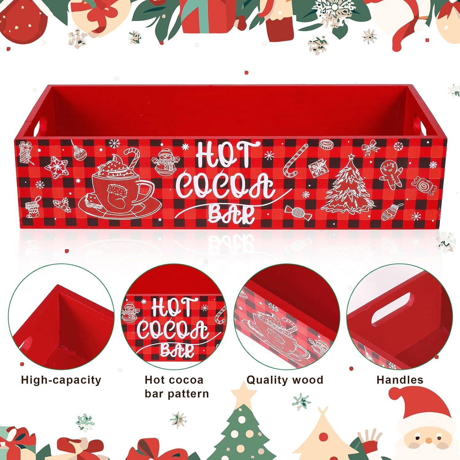 Dlerom 3 Cajas de Almacenamiento de Madera Rústicas para Navidad