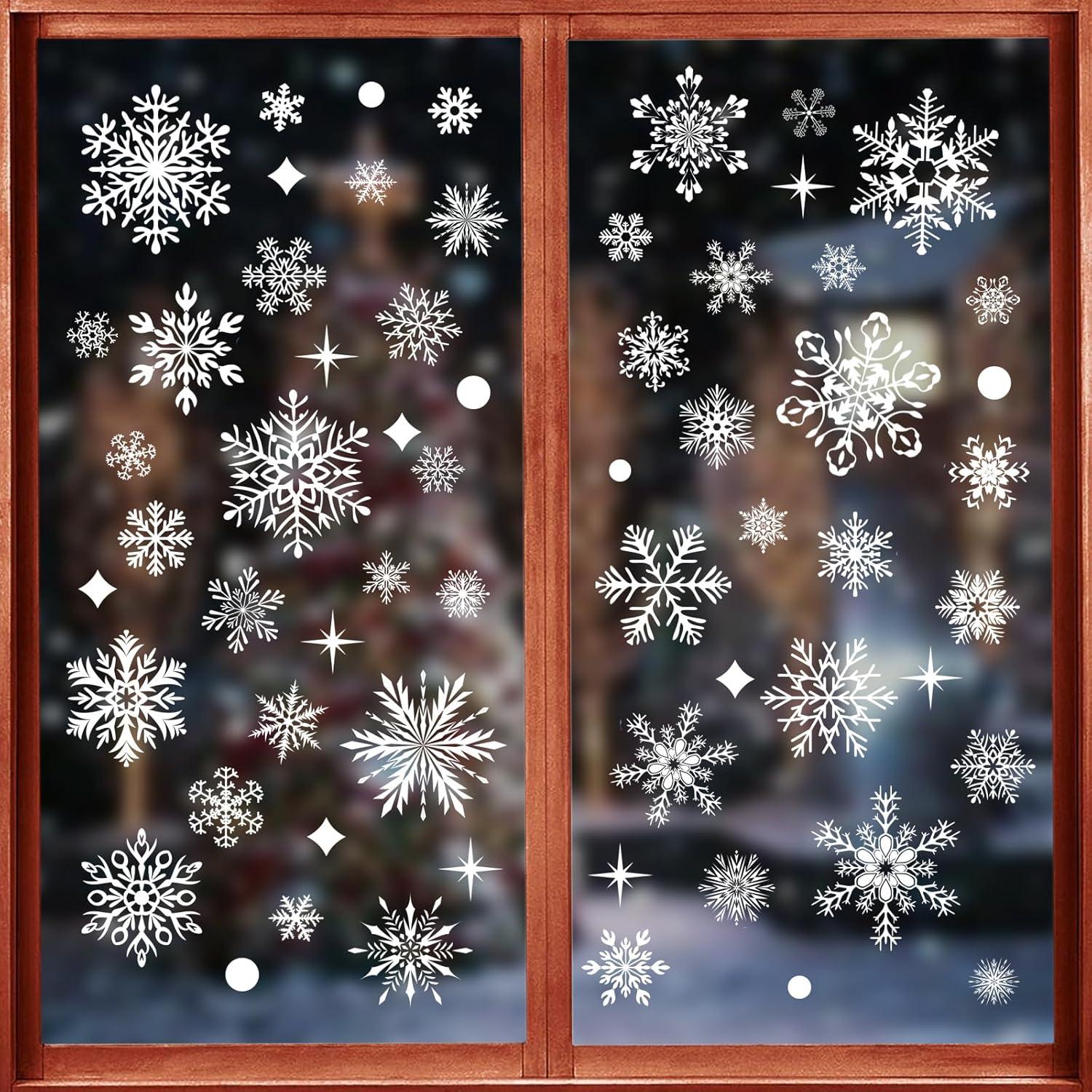 Calcomanías de Ventana Navideñas NEWMIAO 438 Piezas Copo de Nieve
