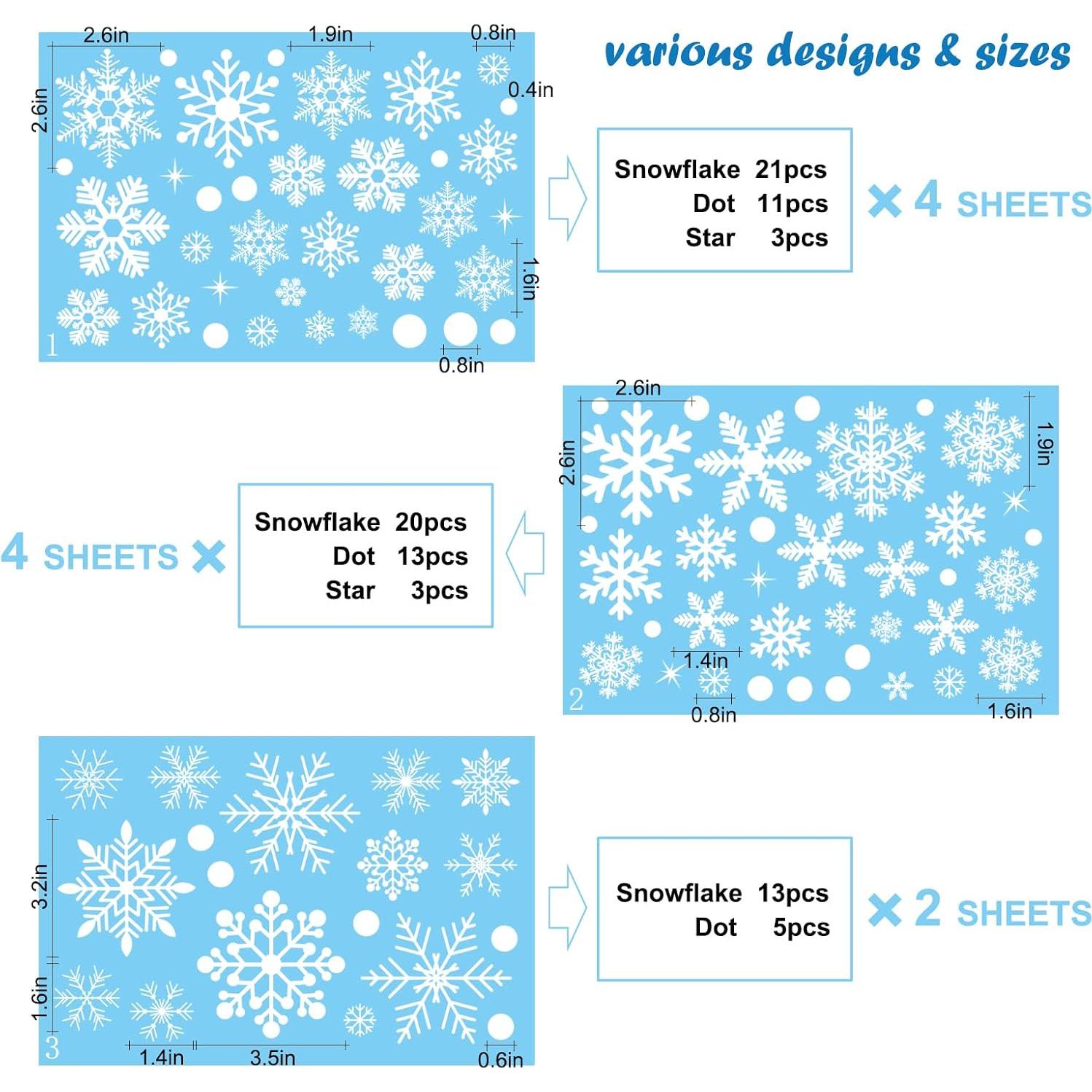 320 Calcomanías de Ventana de Navidad PPRAFDD - Copos de Nieve