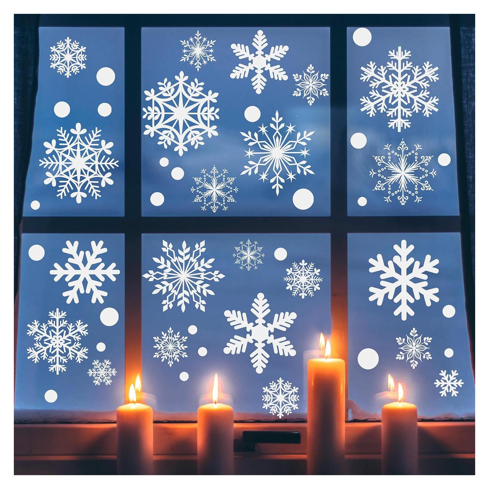 Calcomanías de Ventana de Navidad HIKUIBU 364 PCS Copos de Nieve