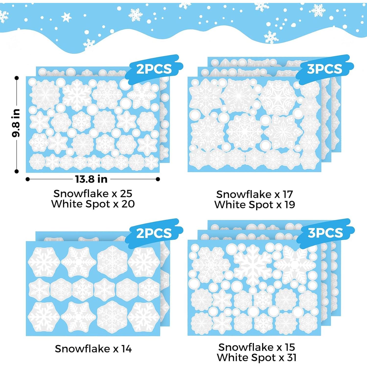 Calcomanías de Ventana de Navidad HIKUIBU 364 PCS Copos de Nieve