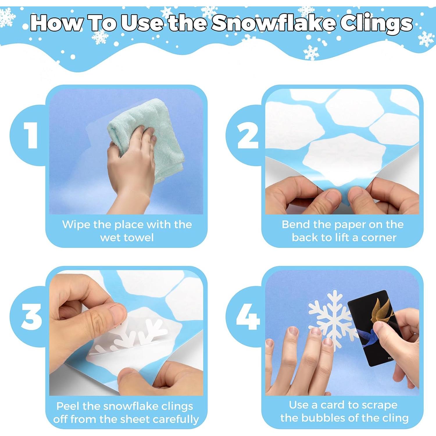 Calcomanías de Ventana de Navidad HIKUIBU 364 PCS Copos de Nieve