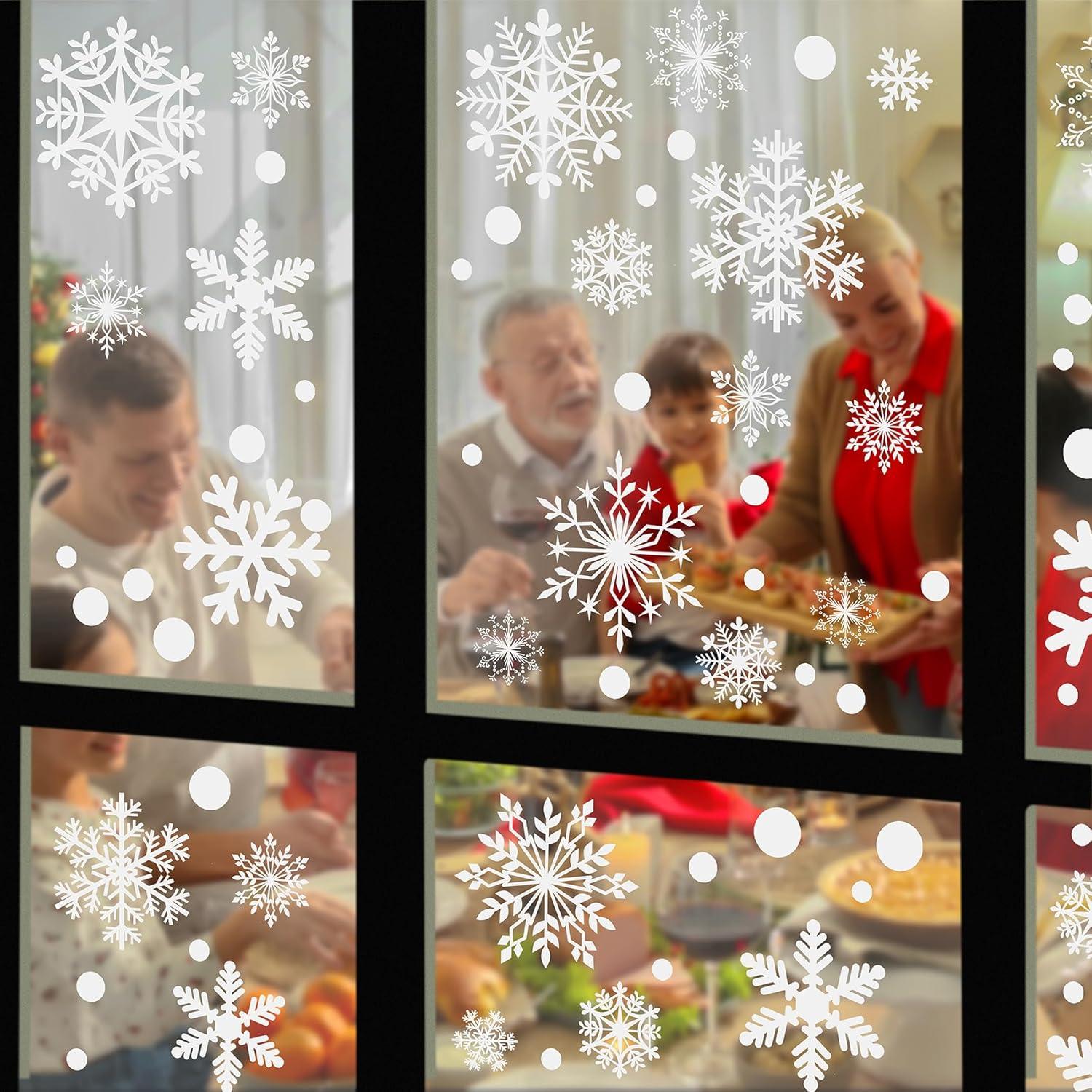Calcomanías de Ventana de Navidad HIKUIBU 364 PCS Copos de Nieve