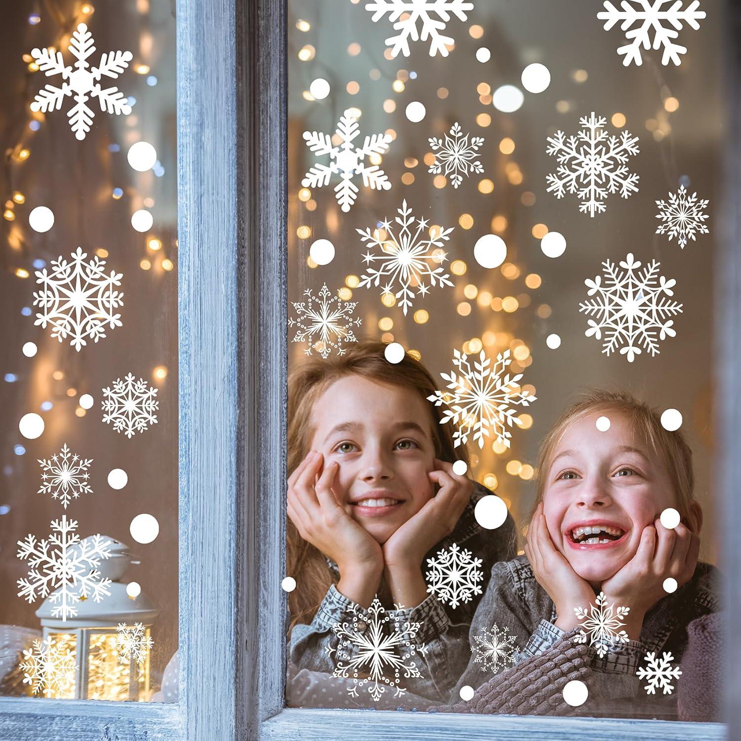Calcomanías de Ventana de Navidad HIKUIBU 364 PCS Copos de Nieve