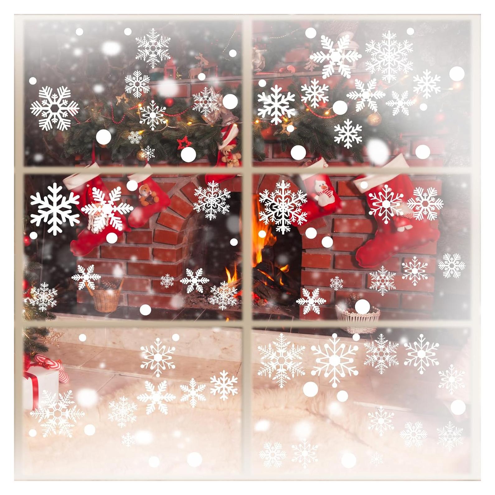 Adhesivos de Ventana de Copos de Nieve Afmivs 321pcs Decoración Navidad
