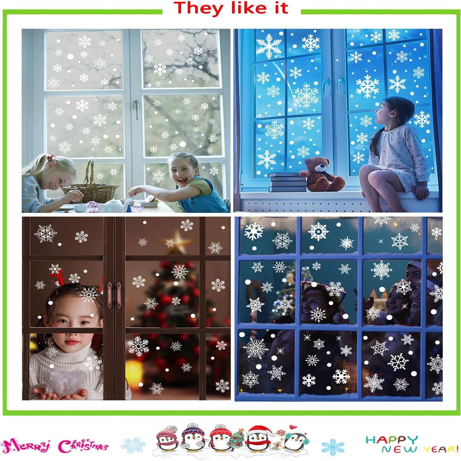 Adhesivos de Ventana de Copos de Nieve Afmivs 321pcs Decoración Navidad