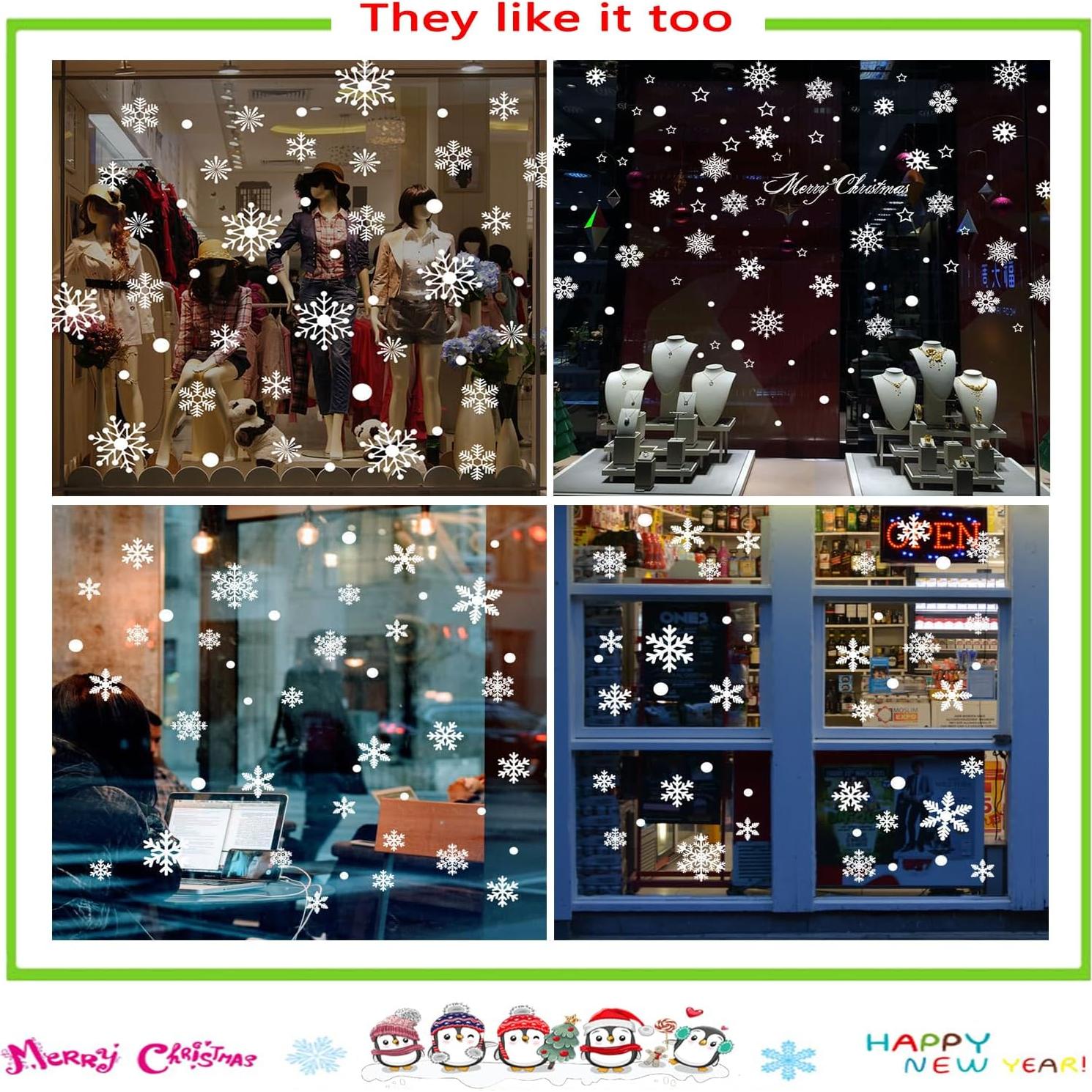 Adhesivos de Ventana de Copos de Nieve Afmivs 321pcs Decoración Navidad