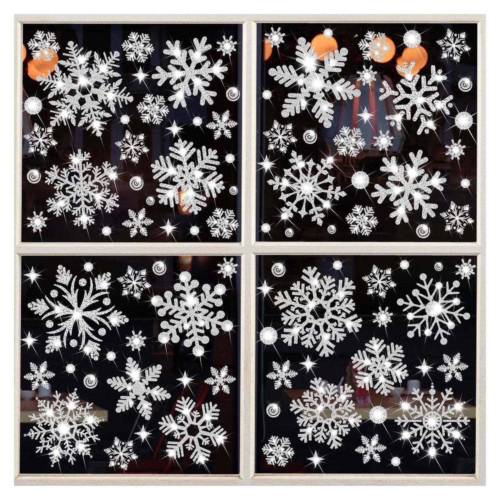 Adhesivos de Ventana Navidad SALEMAR 147PCS Copos Brillantes