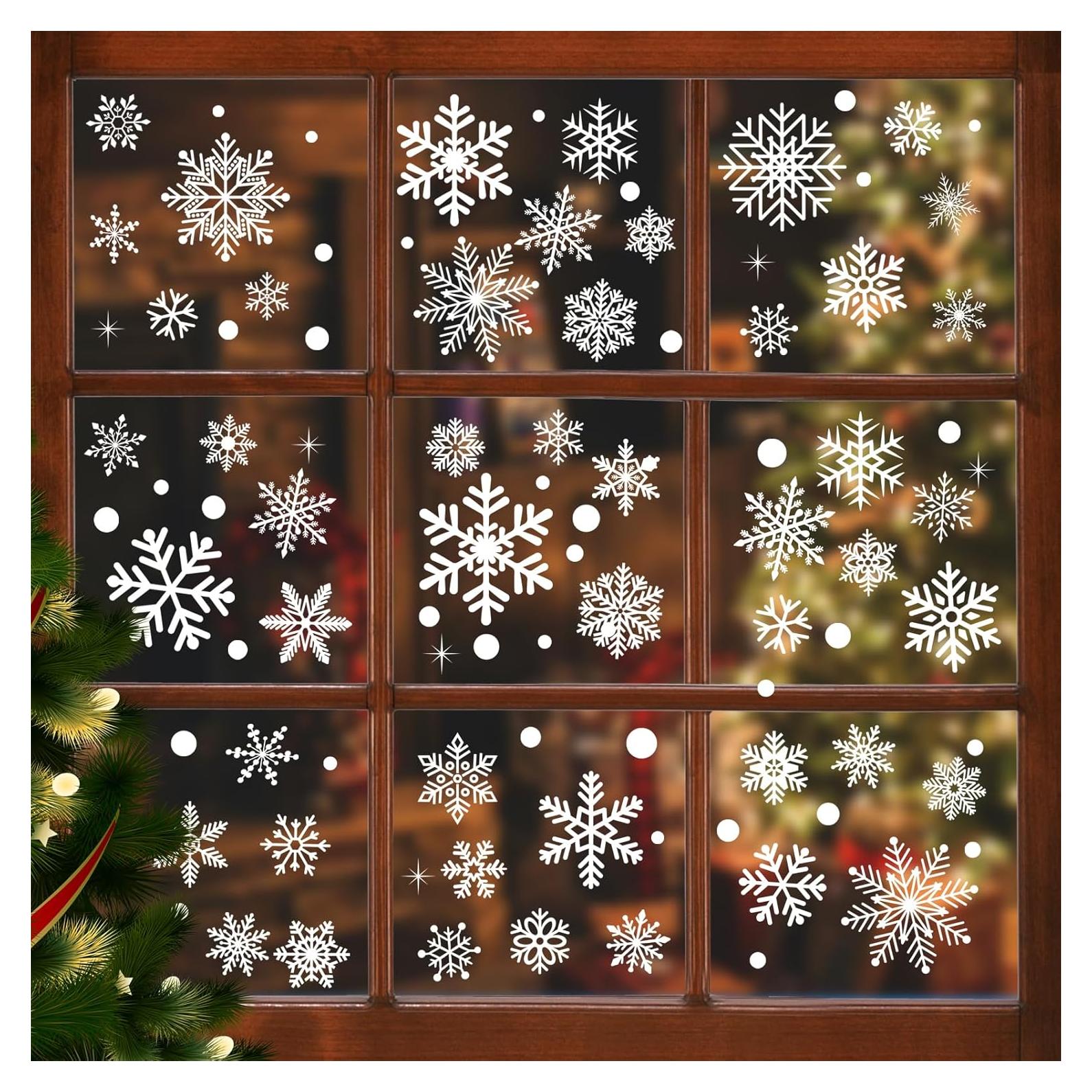 Adornos de Ventana AOWDIAO 394 Piezas Copos de Nieve Blancos