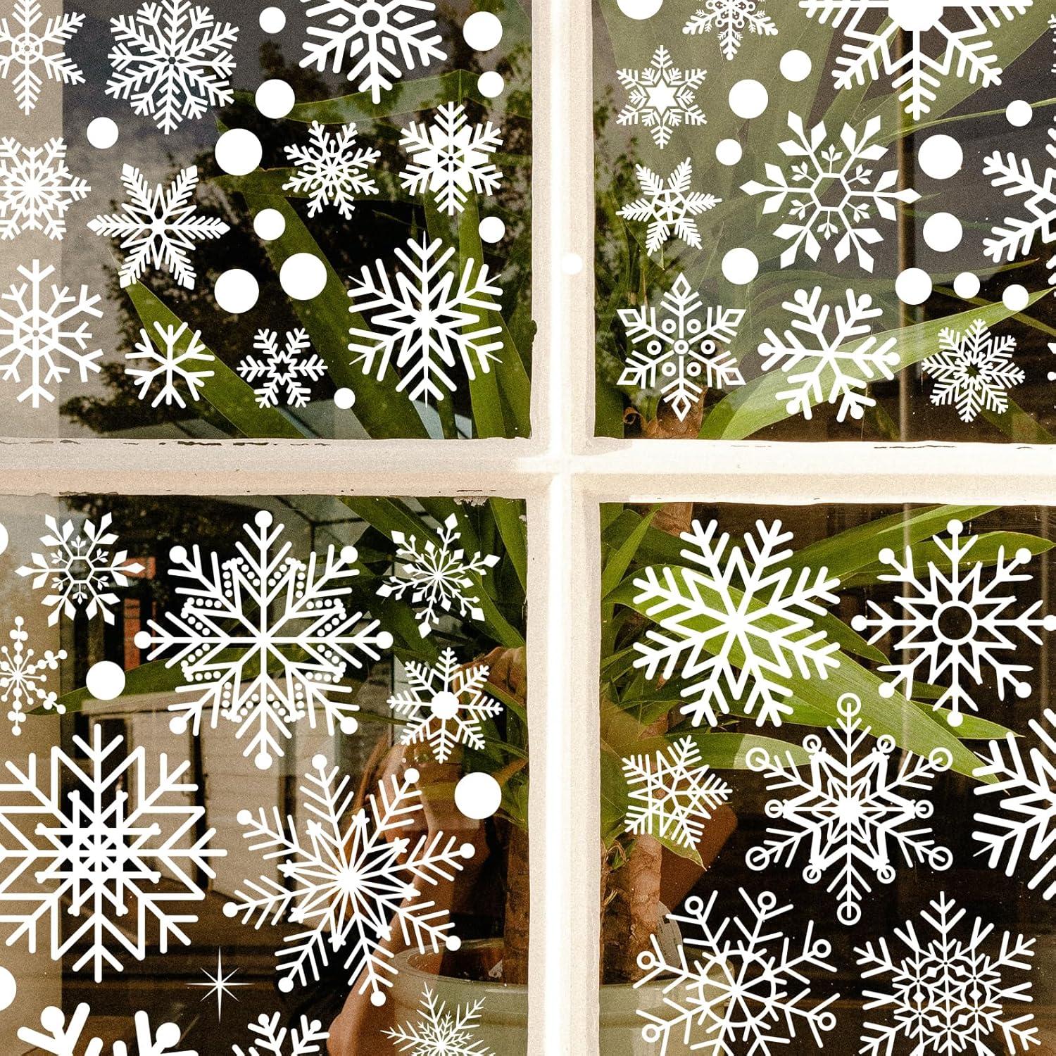 Adornos de Ventana AOWDIAO 394 Piezas Copos de Nieve Blancos