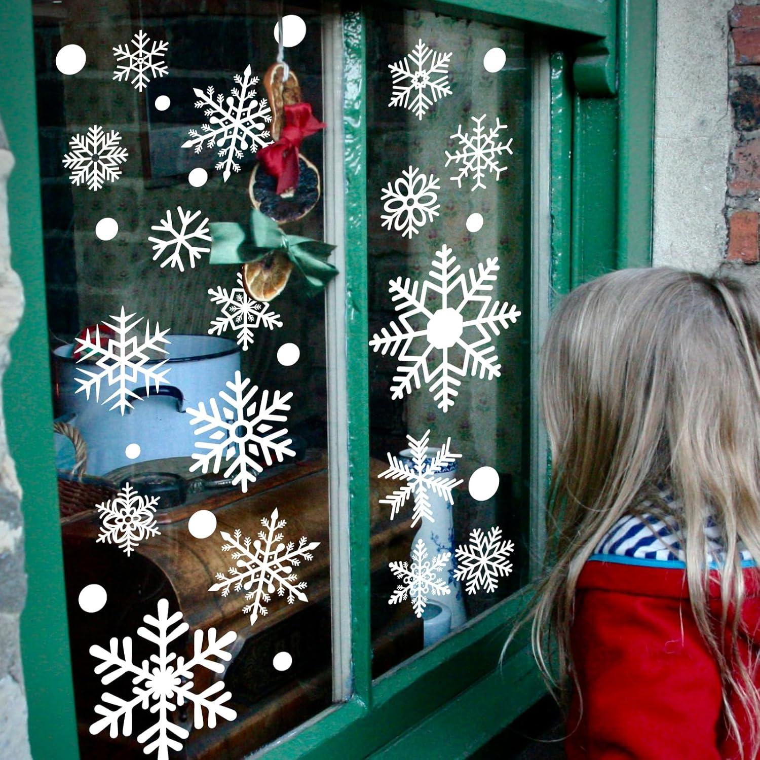 Adornos de Ventana AOWDIAO 394 Piezas Copos de Nieve Blancos