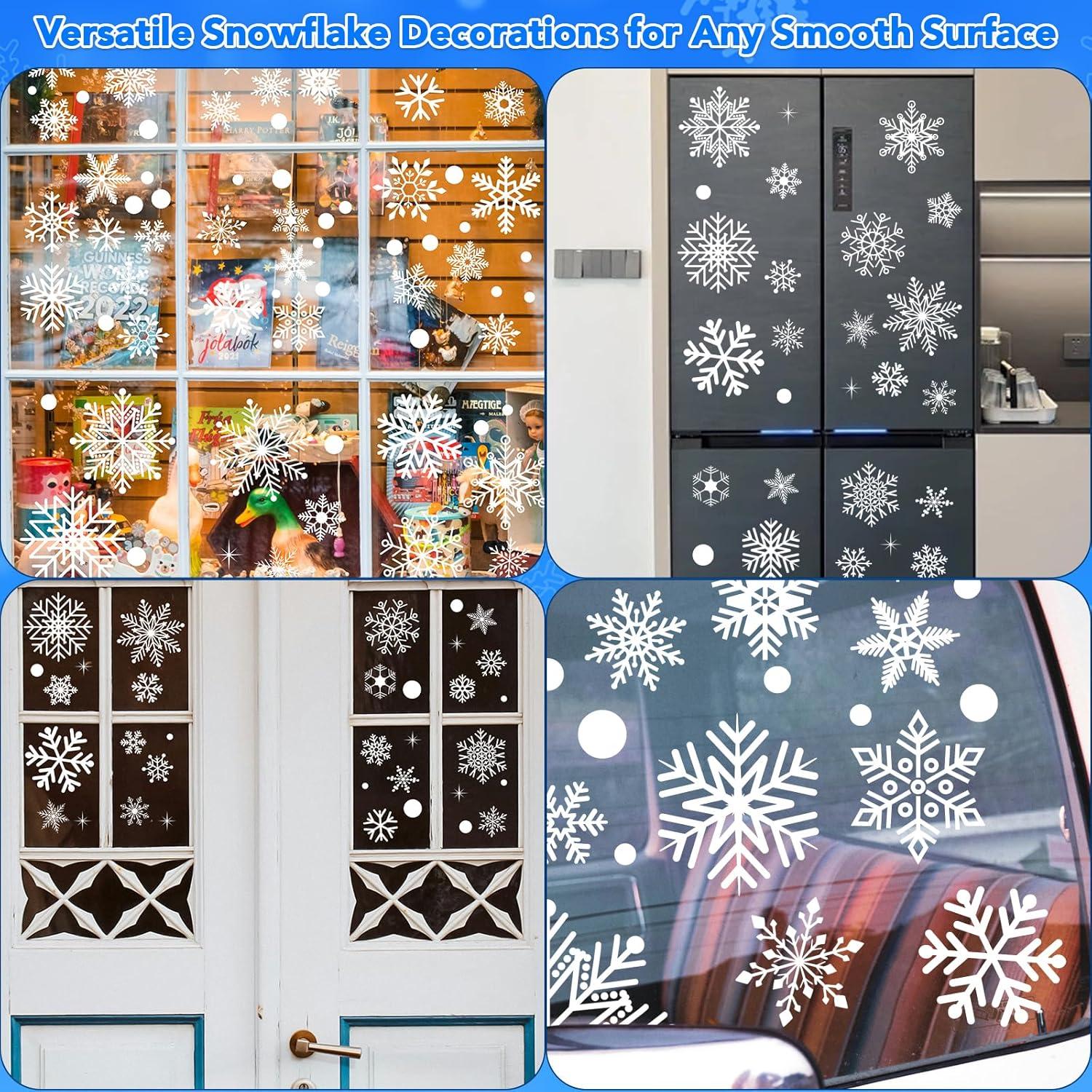 Adornos de Ventana AOWDIAO 394 Piezas Copos de Nieve Blancos