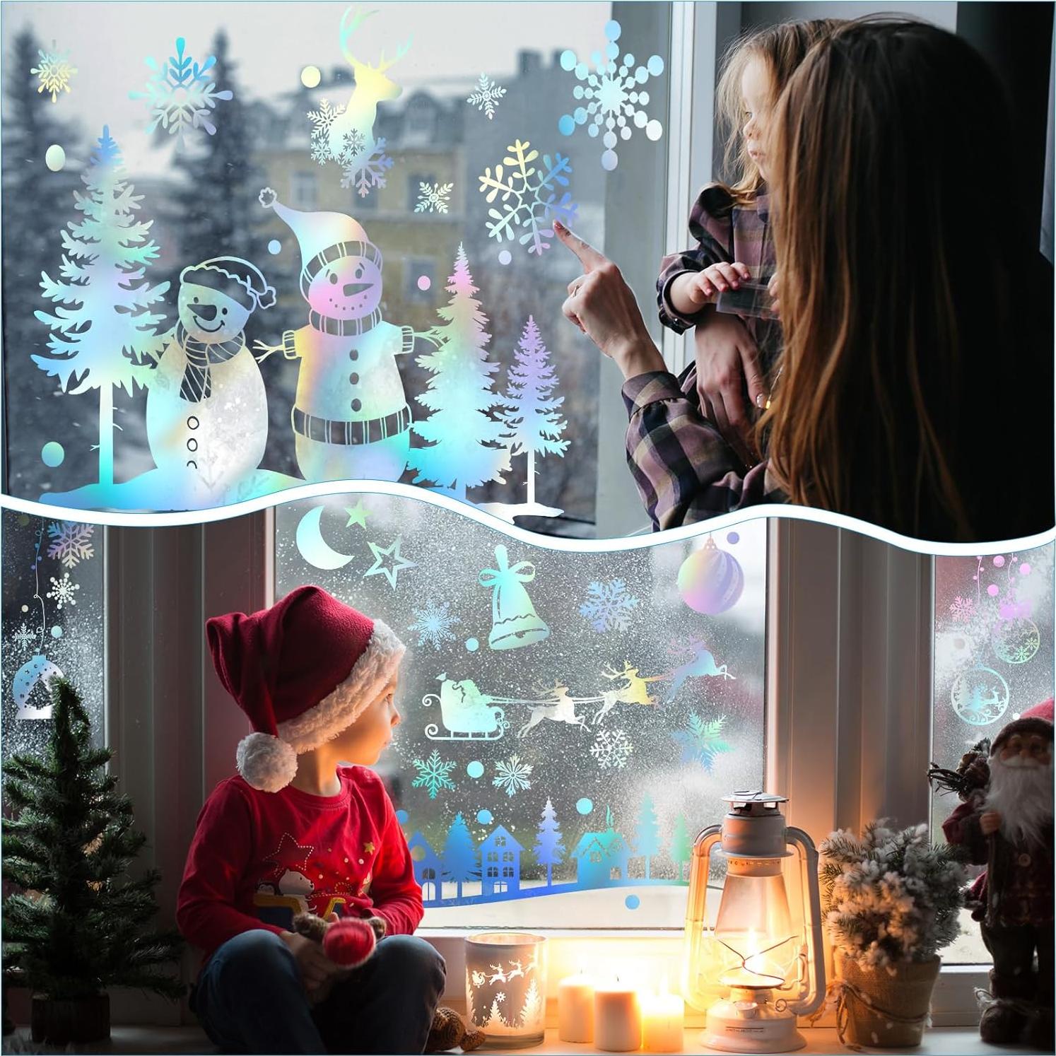 9 Hojas Calcomanías Copos de Nieve Cinrobiye 30.5x20.3cm