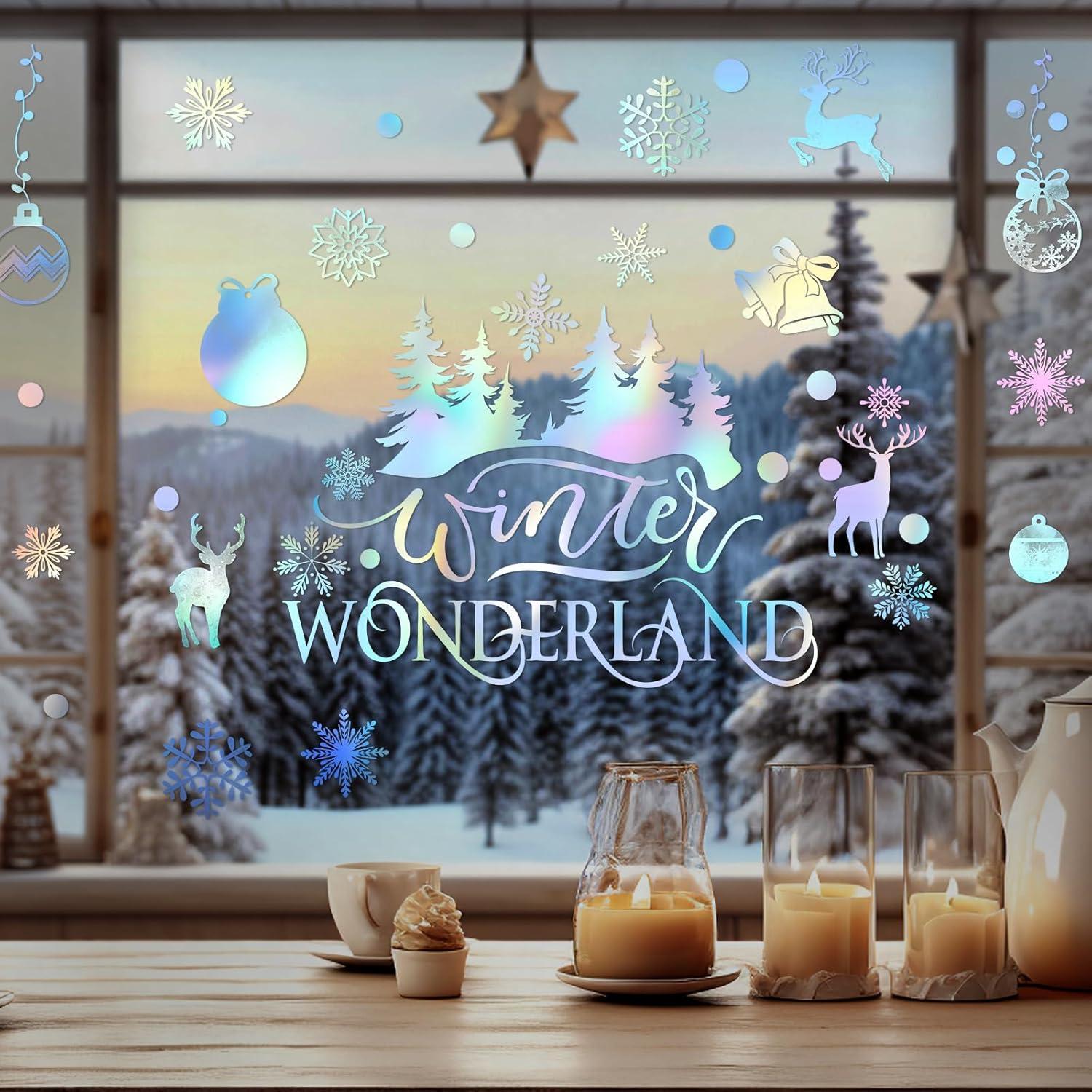 9 Hojas Calcomanías Copos de Nieve Cinrobiye 30.5x20.3cm